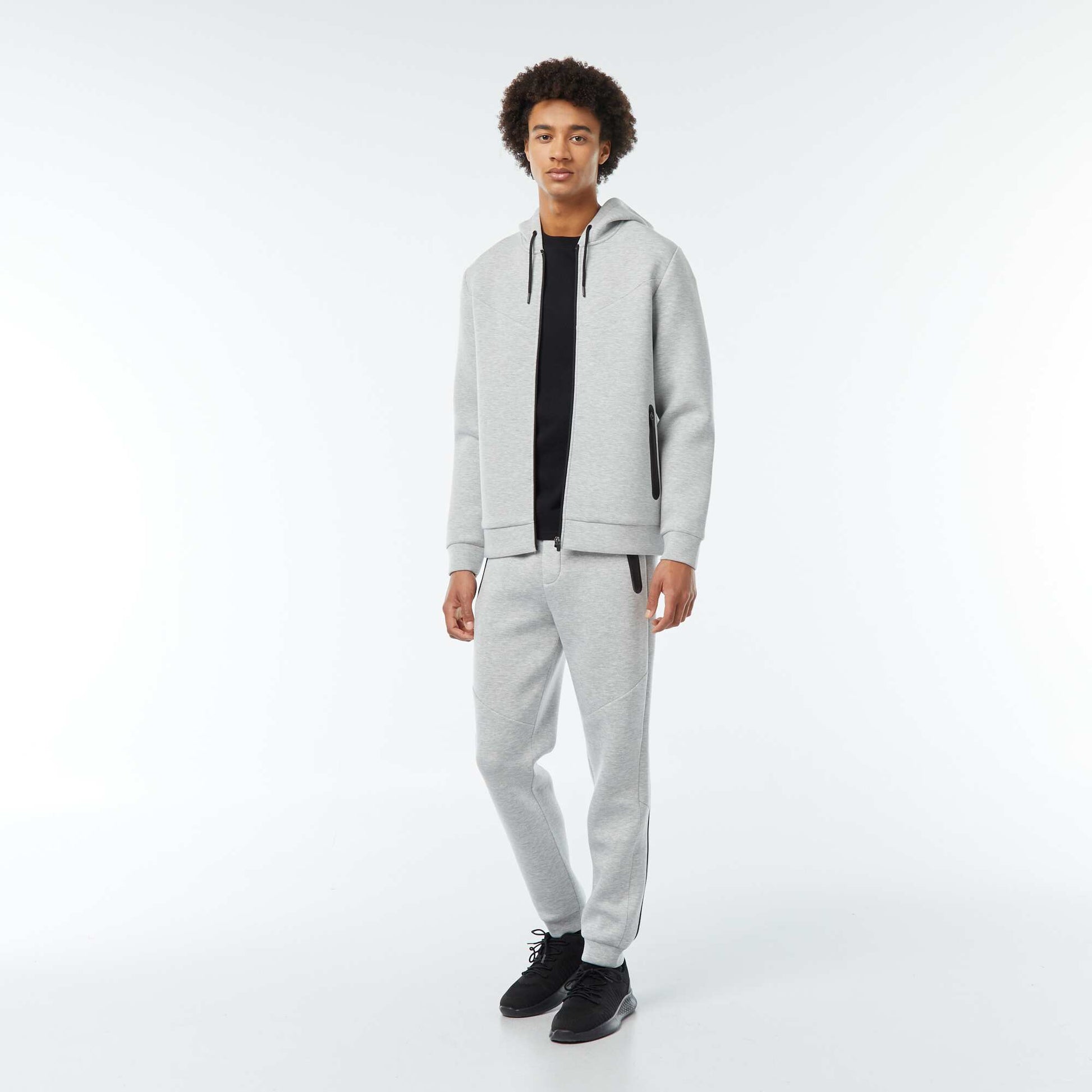 Jogging en molleton type néoprène avec poches zippées GRIS