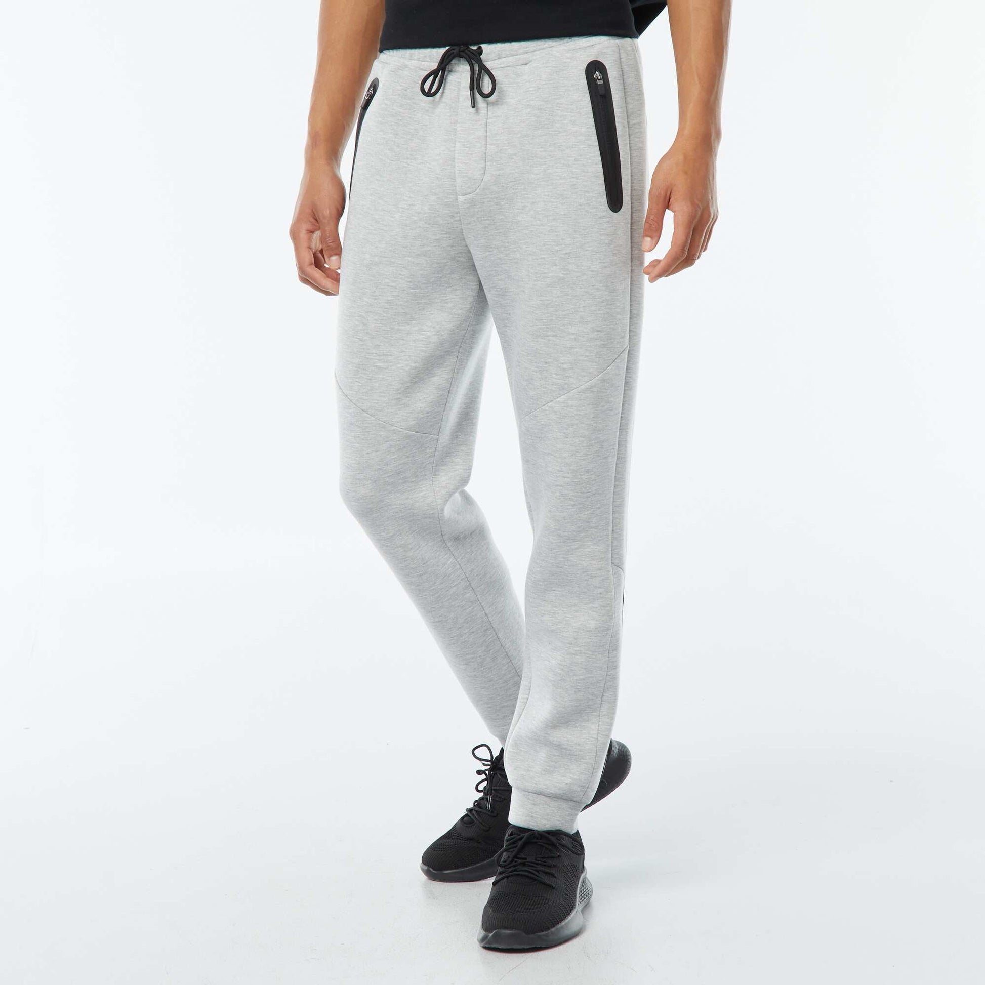 Jogging en molleton type néoprène avec poches zippées GRIS