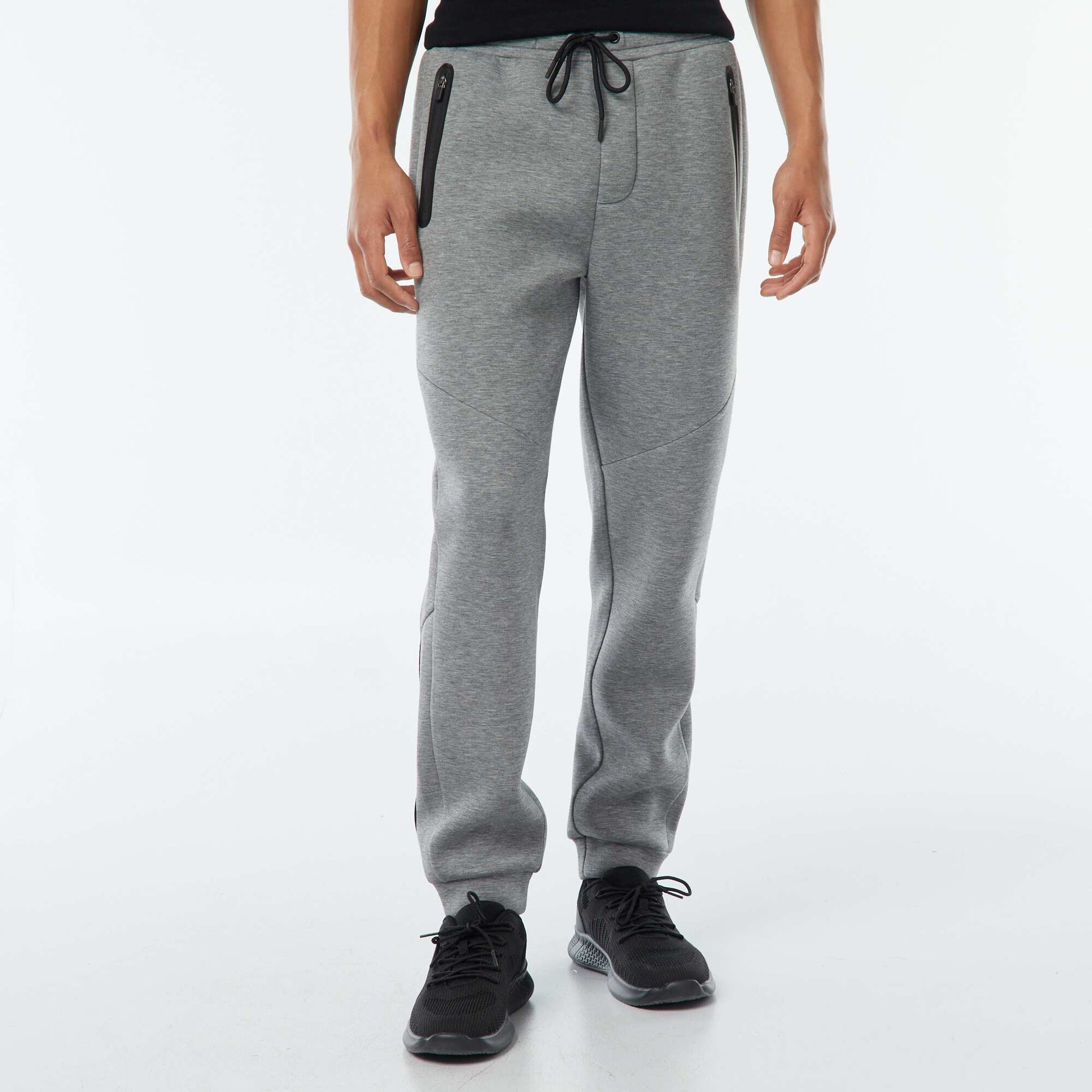 Jogging en molleton type néoprène avec poches zippées GRIS