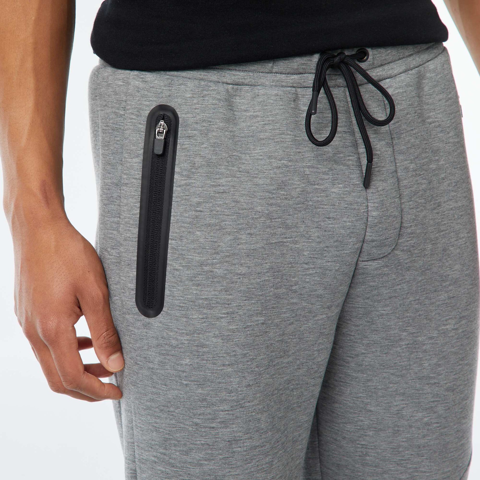 Jogging en molleton type néoprène avec poches zippées GRIS