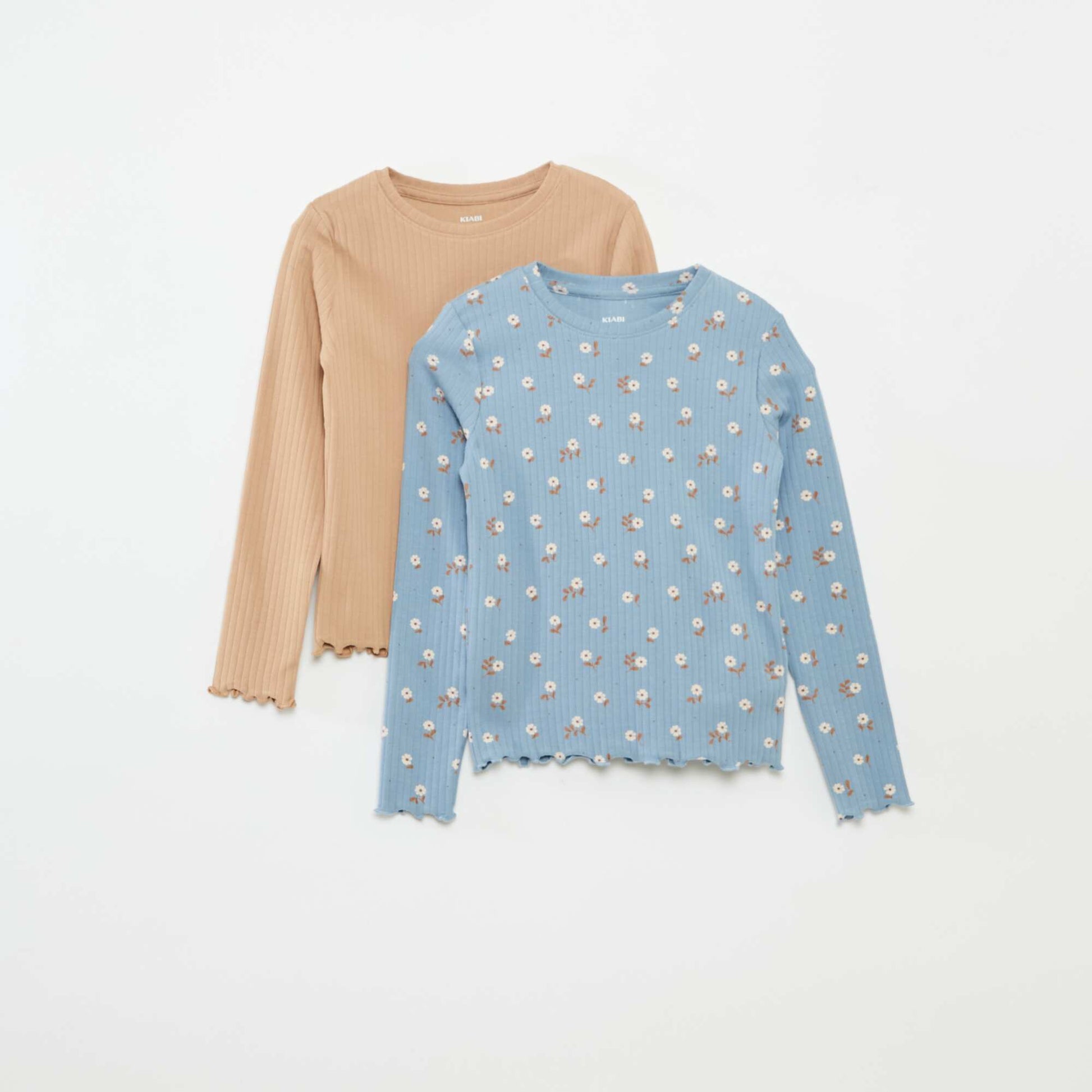 Lot de 2 t-shirts côtelés BLEU