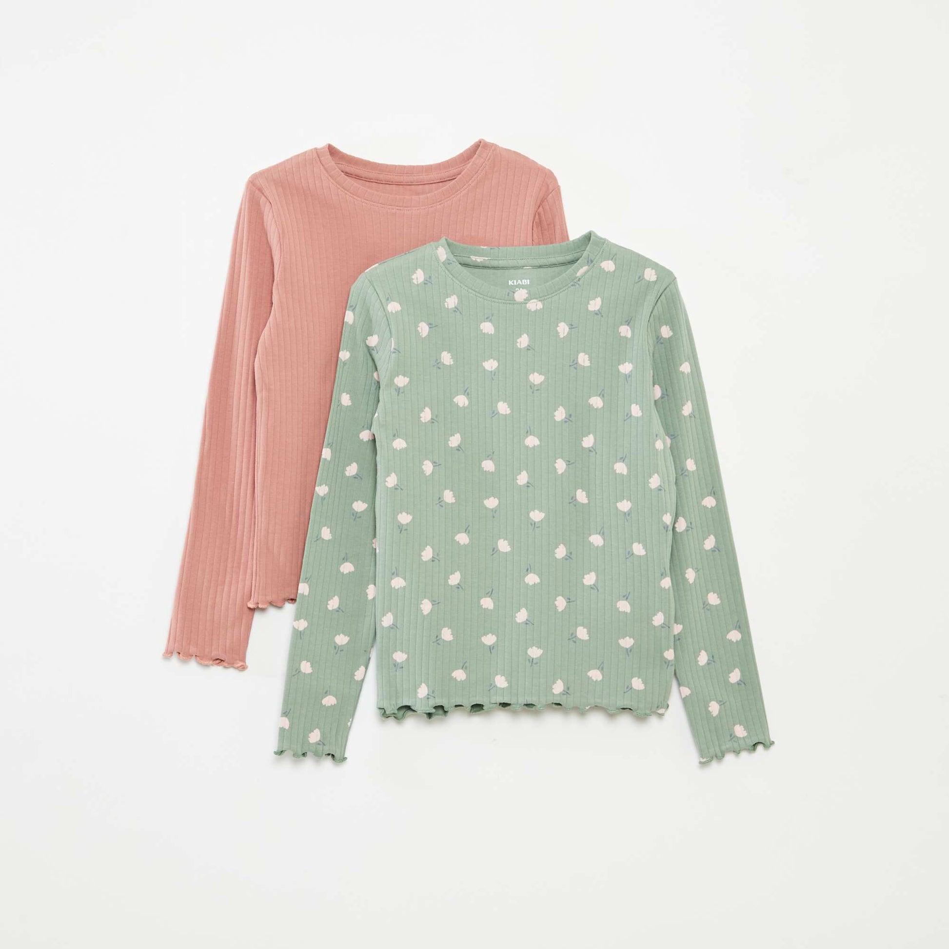 Lot de 2 t-shirts côtelés VERT