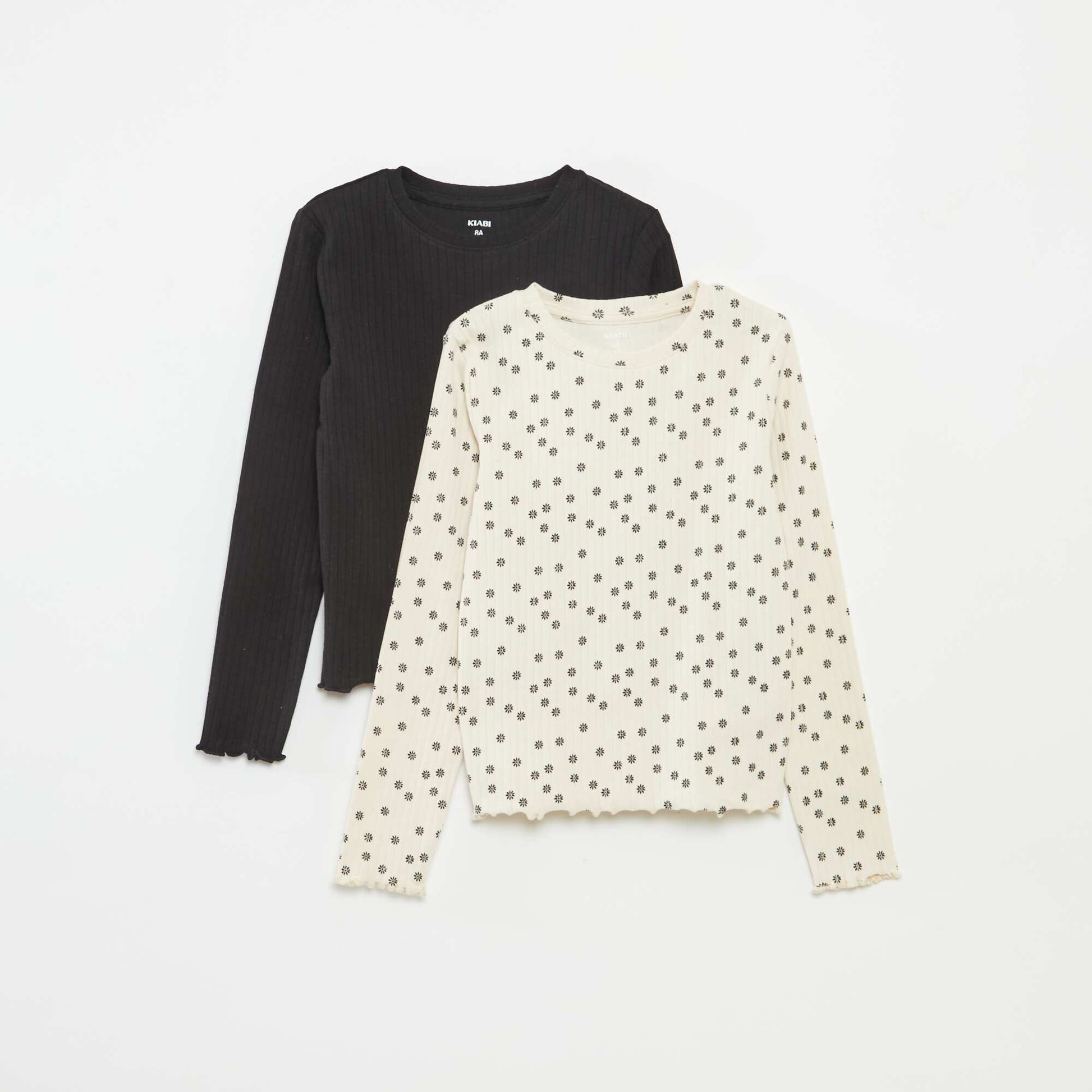 Lot de 2 t-shirts côtelés BEIGE