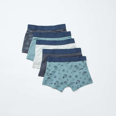 Lot de 5 boxers unis unis et imprimés GRIS