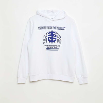 Sweat imprimé fantaisie en coton uni BLANC