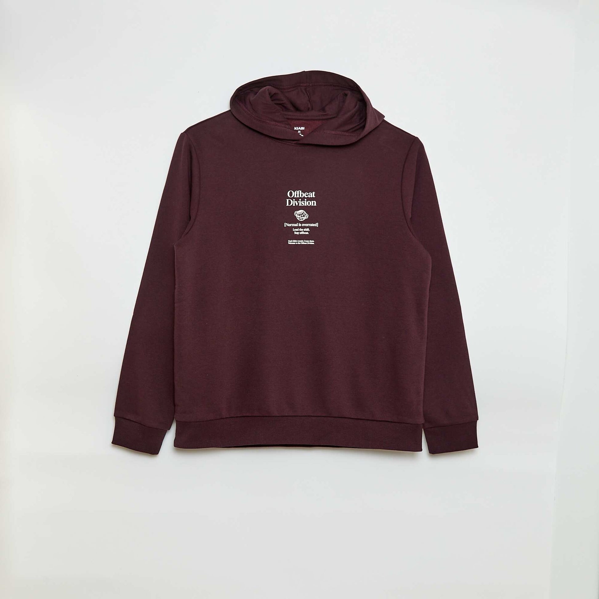 Sweat imprimé fantaisie en coton uni BORDEAUX