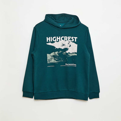 Sweat imprimé fantaisie en coton uni VERT