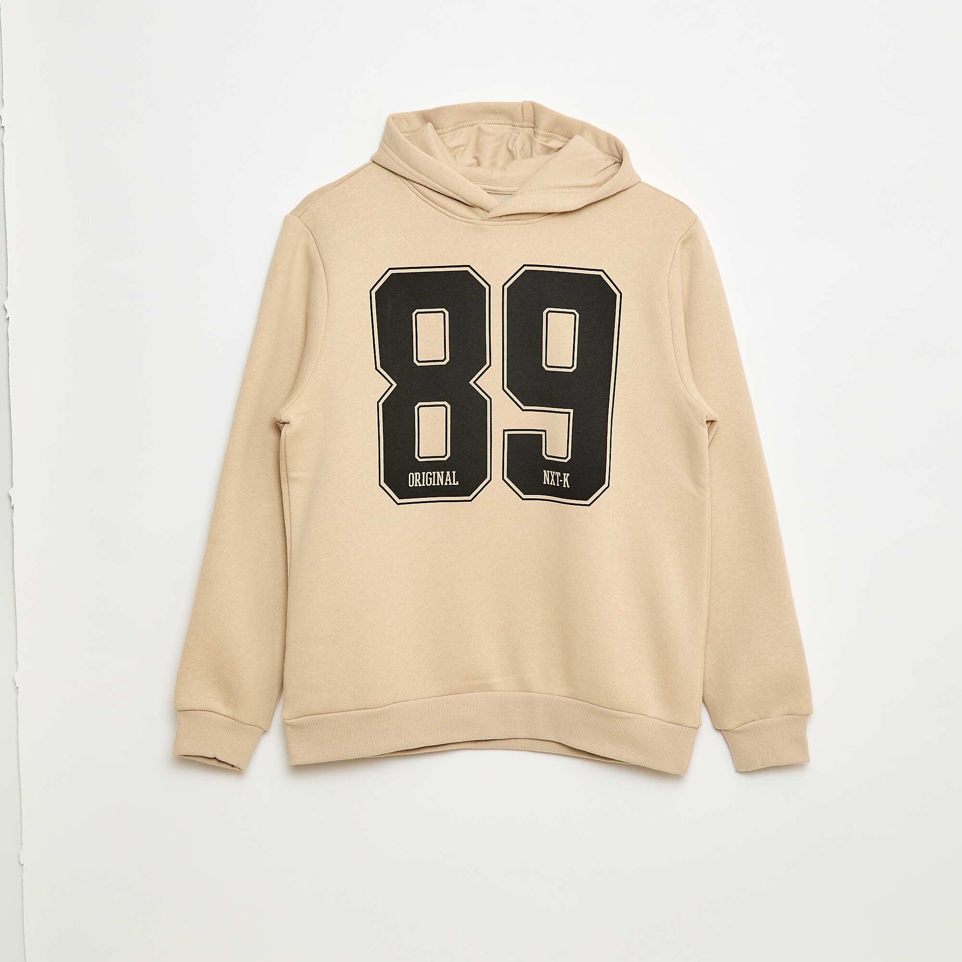 Sweat imprimé fantaisie en coton uni BEIGE