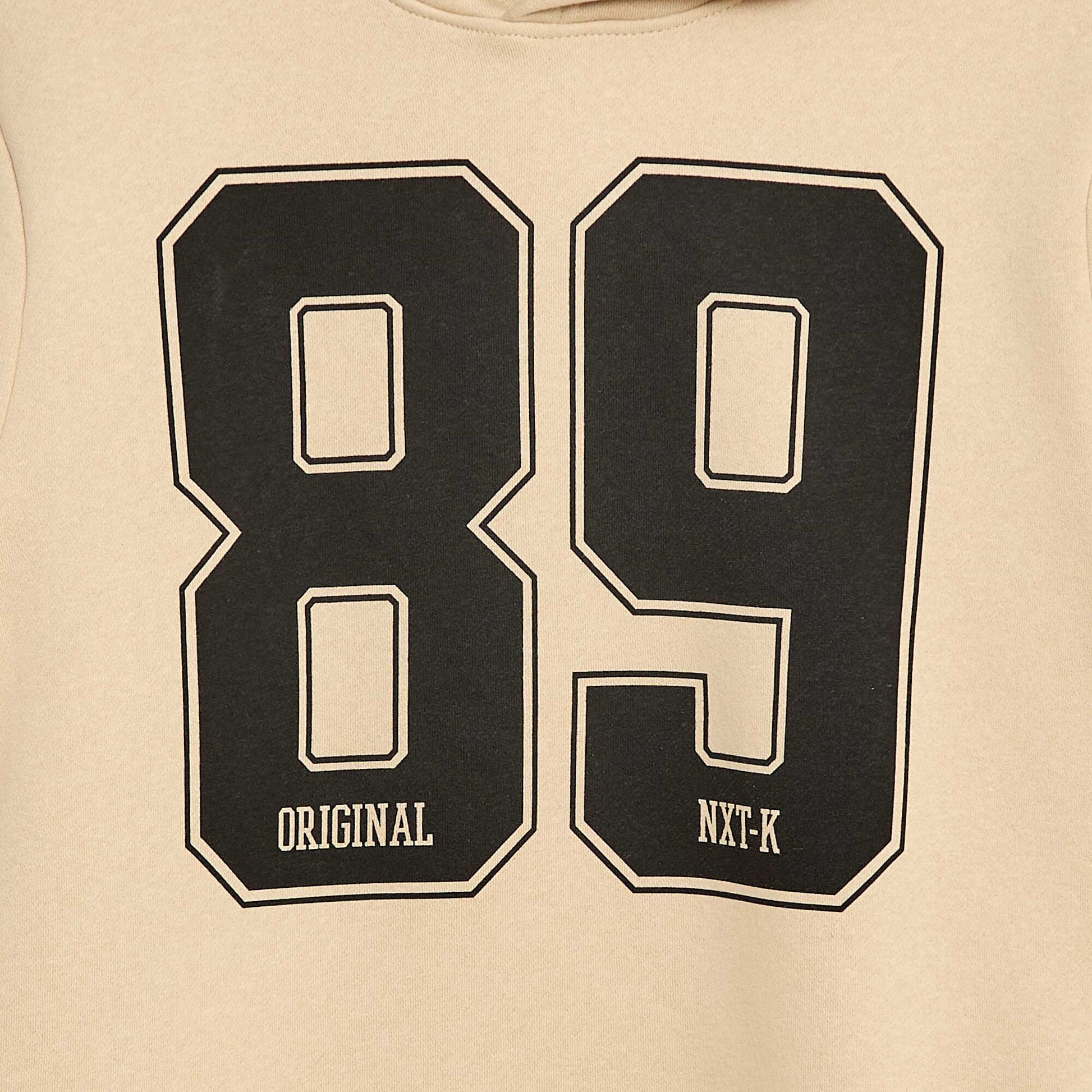 Sweat imprimé fantaisie en coton uni BEIGE