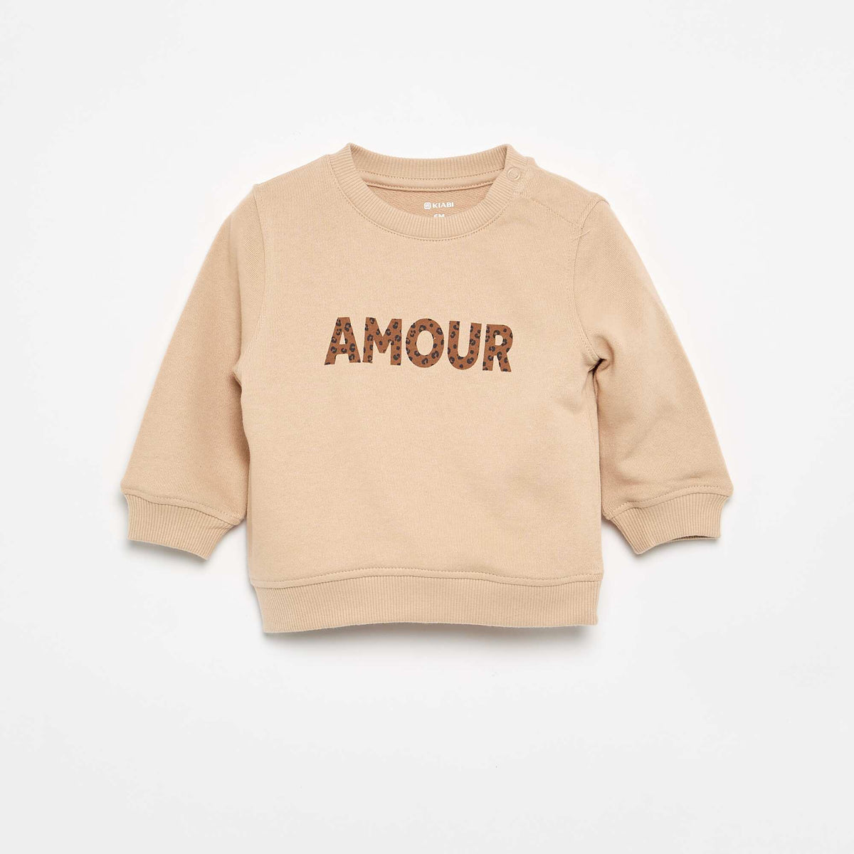Sweat à manches longues avec imprimé BEIGE