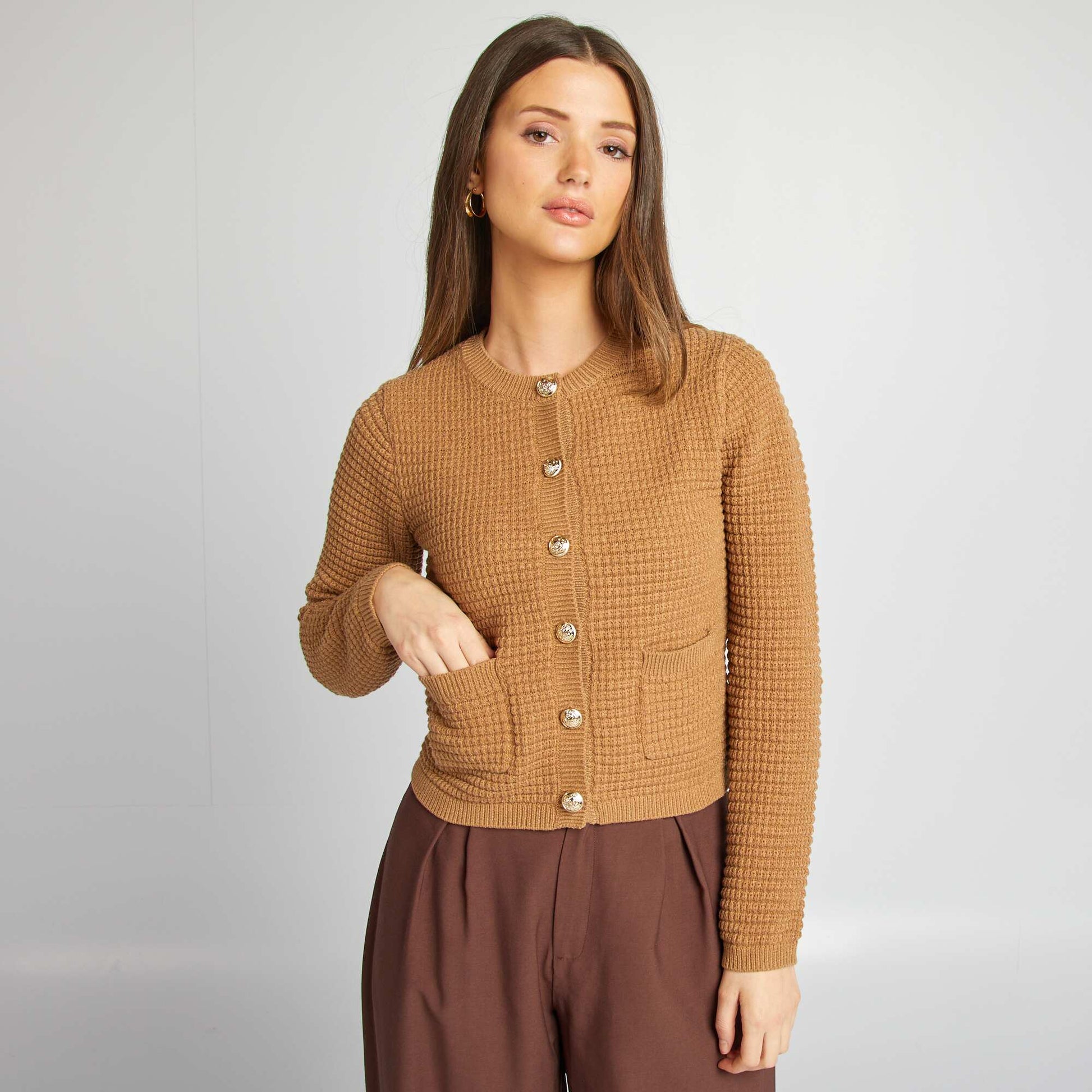 Gilet avec boutons dorés BEIGE