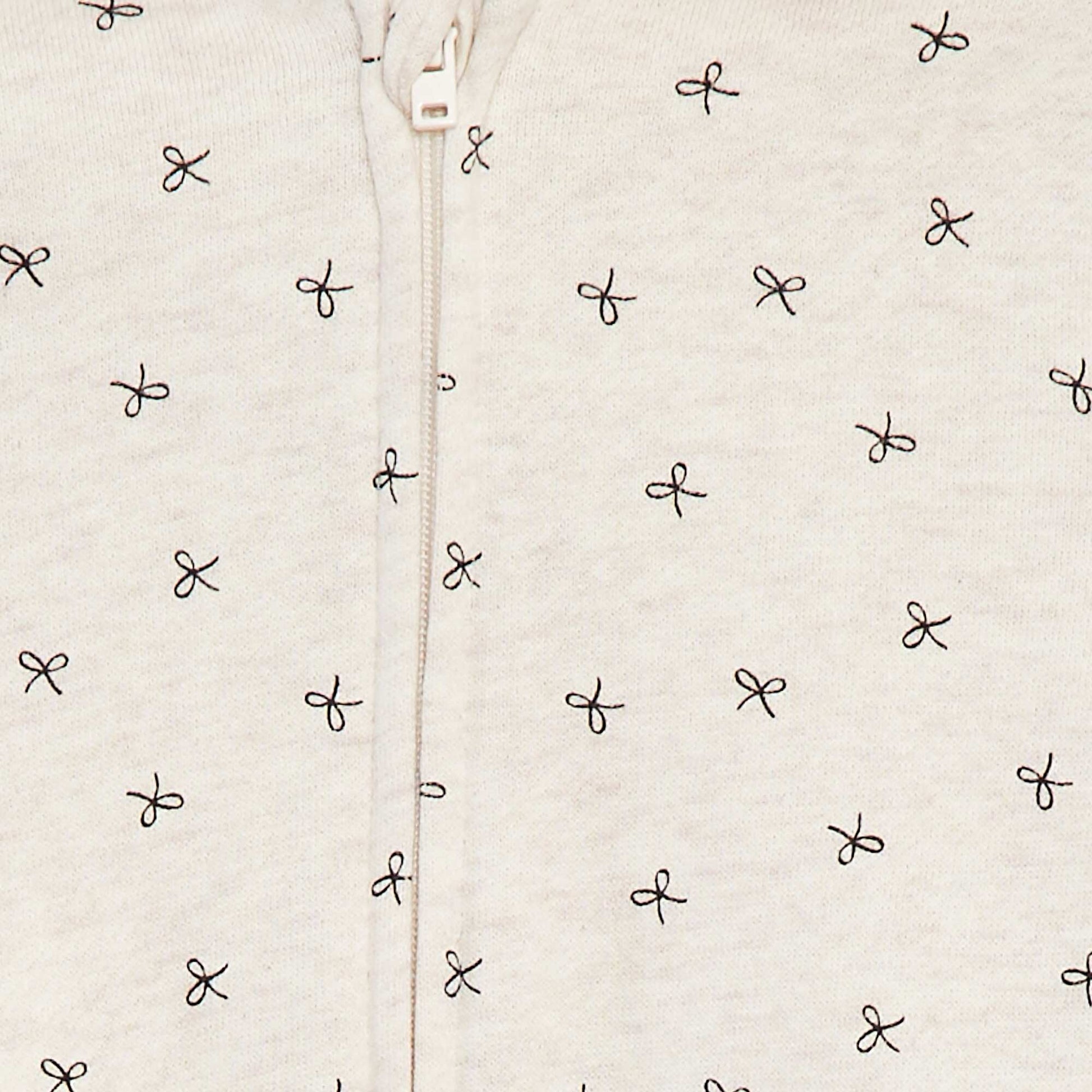 Sweat zippé à motif et à capuche BEIGE