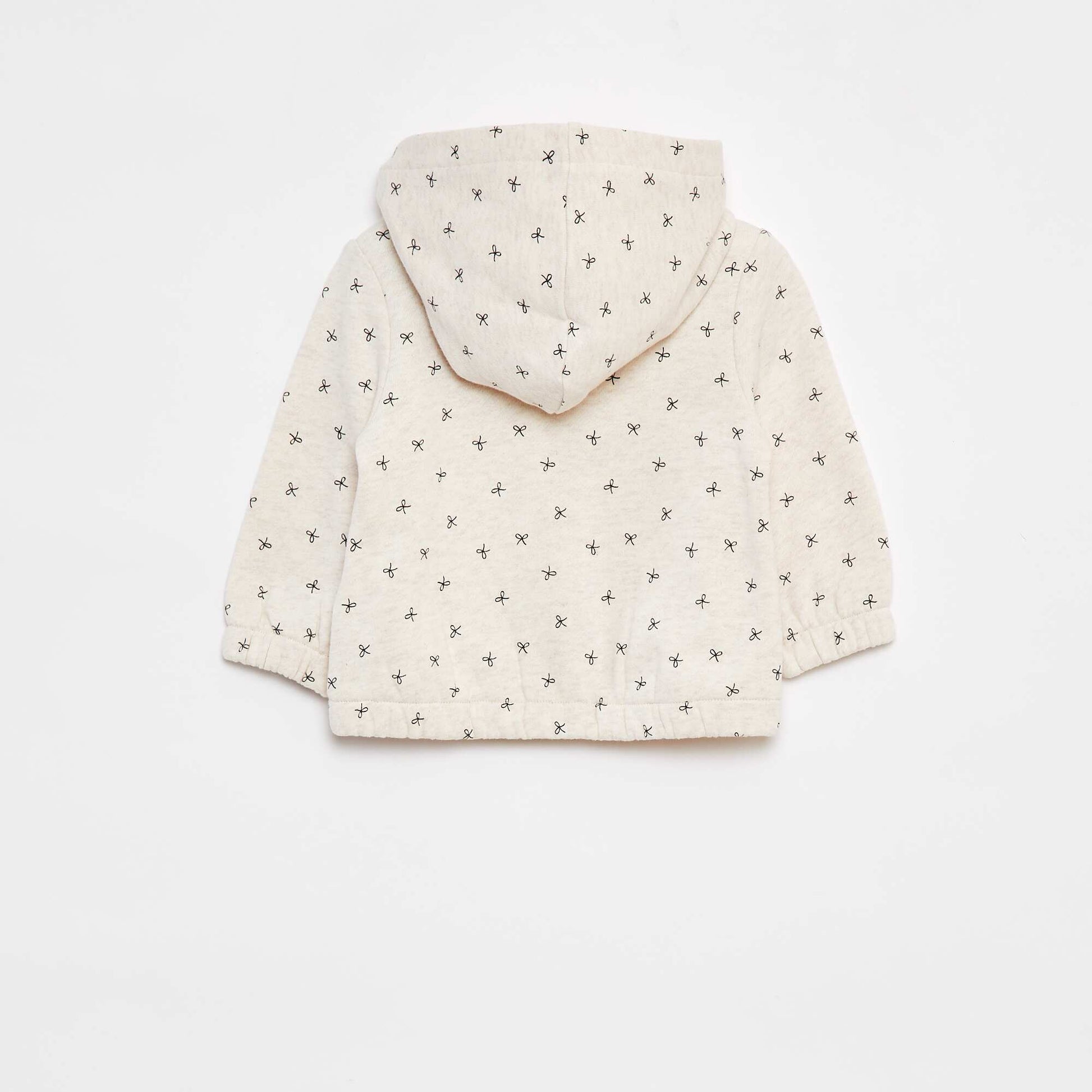 Sweat zippé à motif et à capuche BEIGE