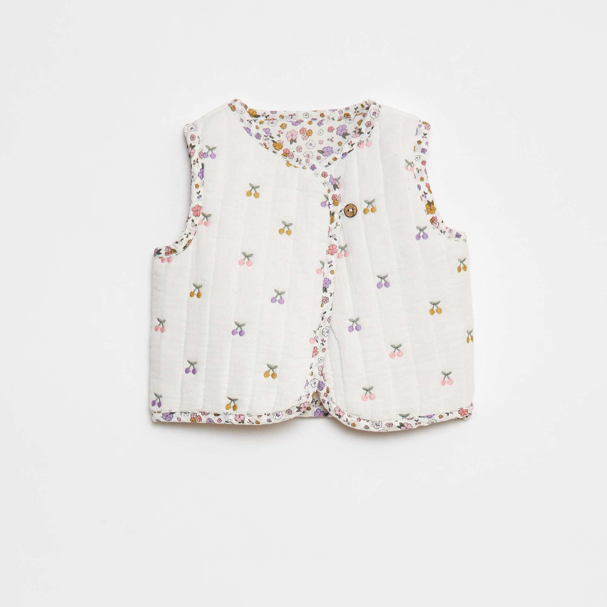 Gilet sans manches à motif floral BLANC