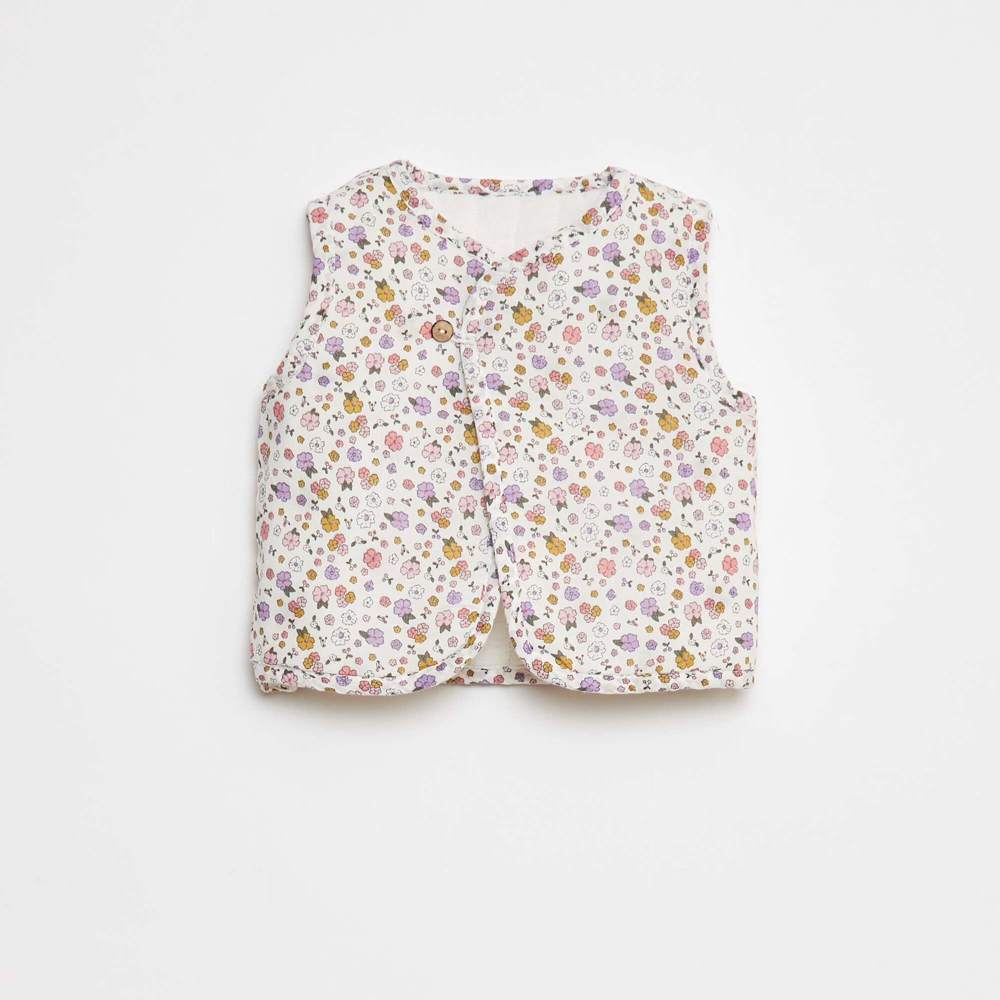 Gilet sans manches à motif floral BLANC