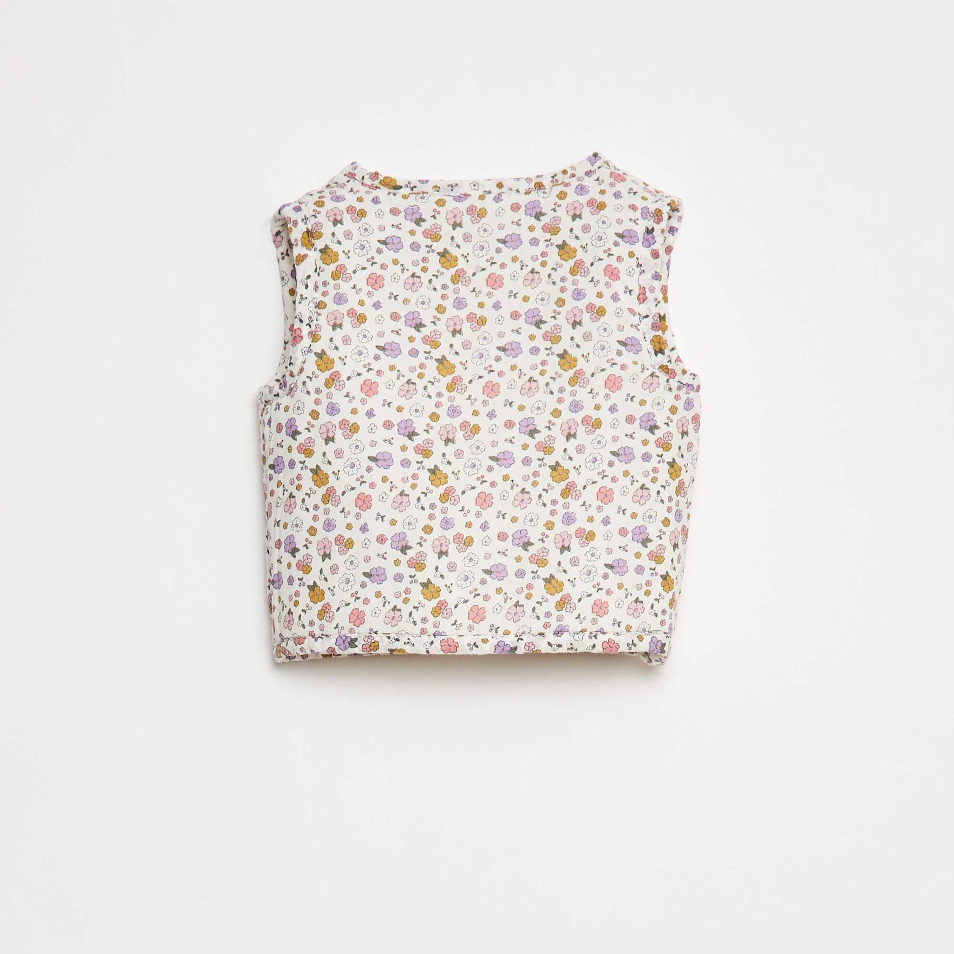 Gilet sans manches à motif floral BLANC