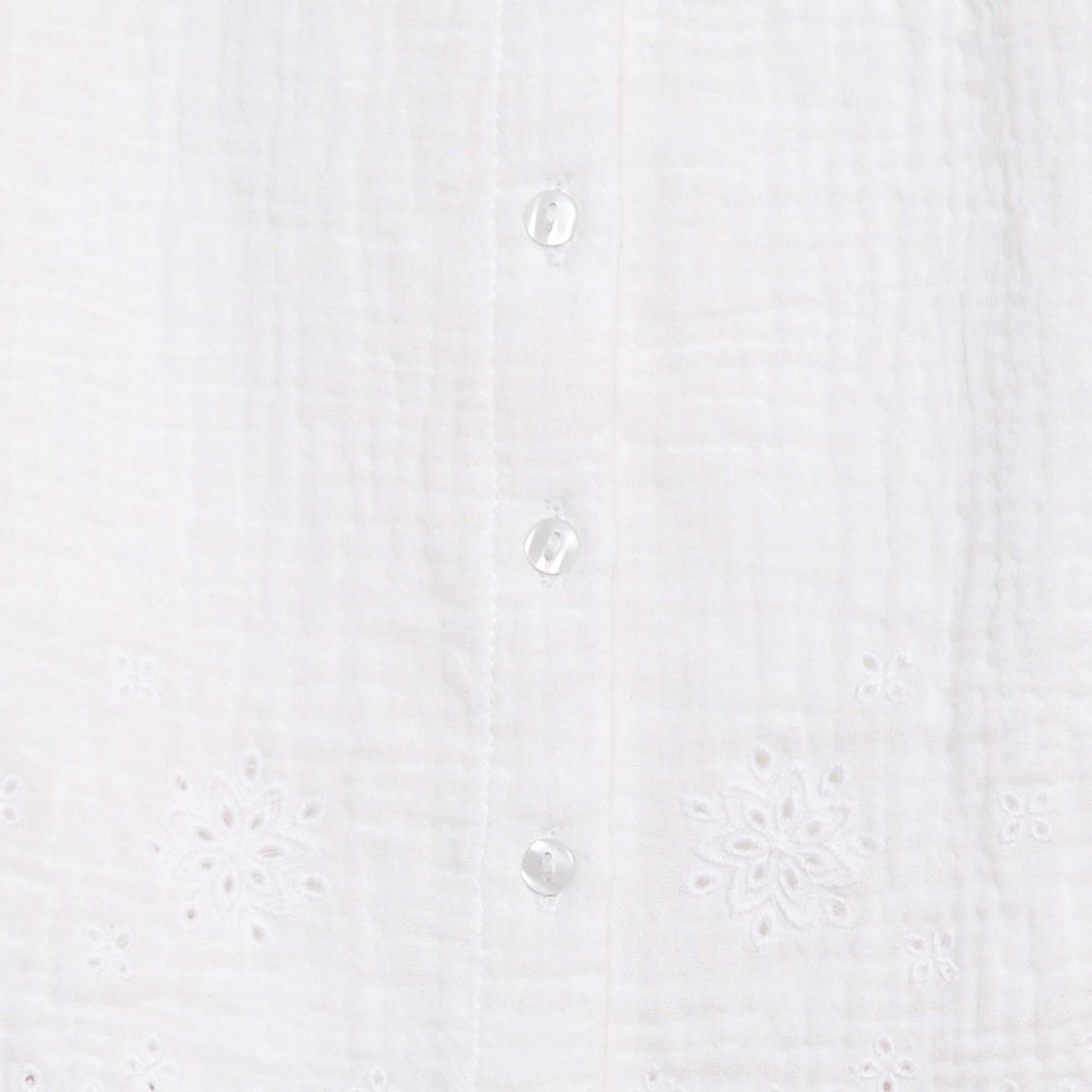 Blouse en gaze de coton avec manches courtes volantées BLANC