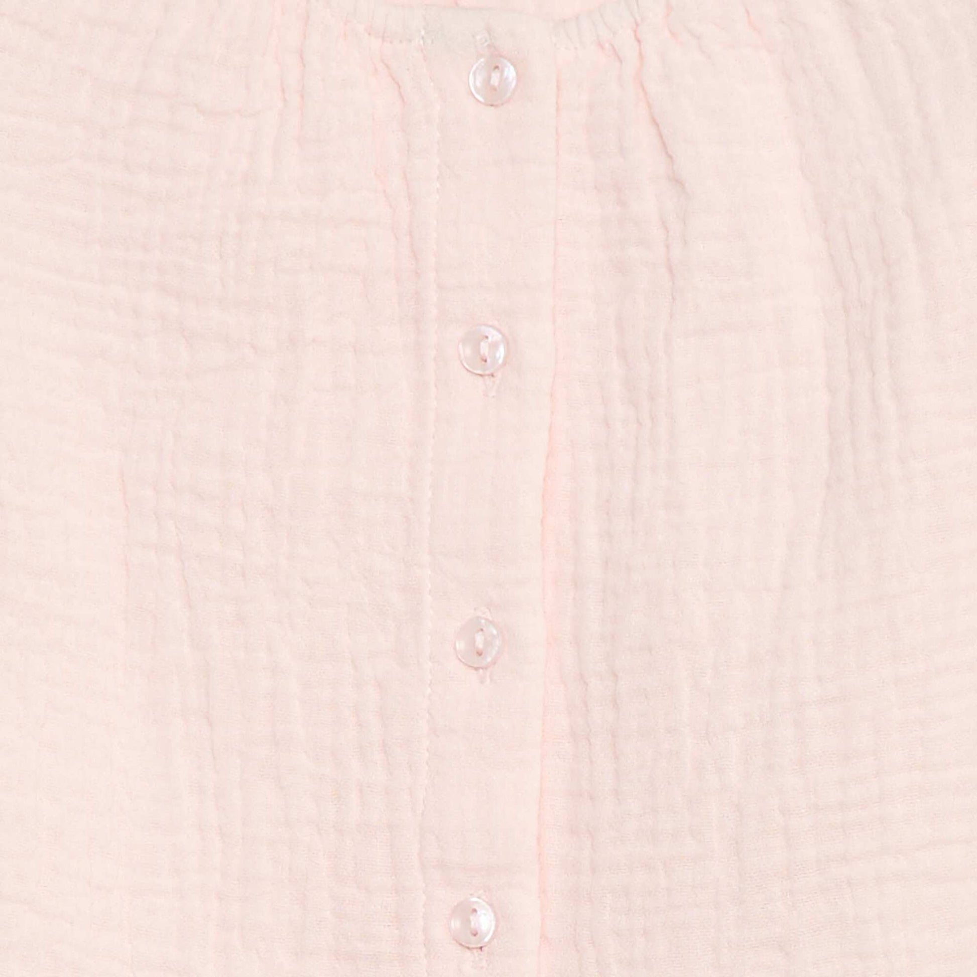Blouse en gaze de coton avec manches courtes volantées ROSE