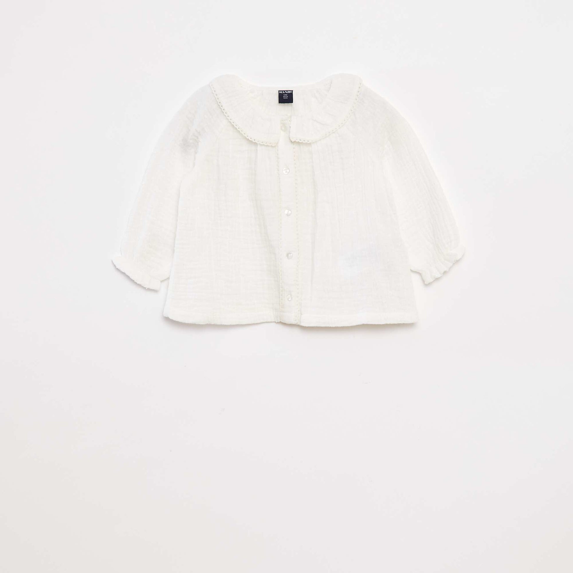 Blouse plumetis en gaze de coton BLANC