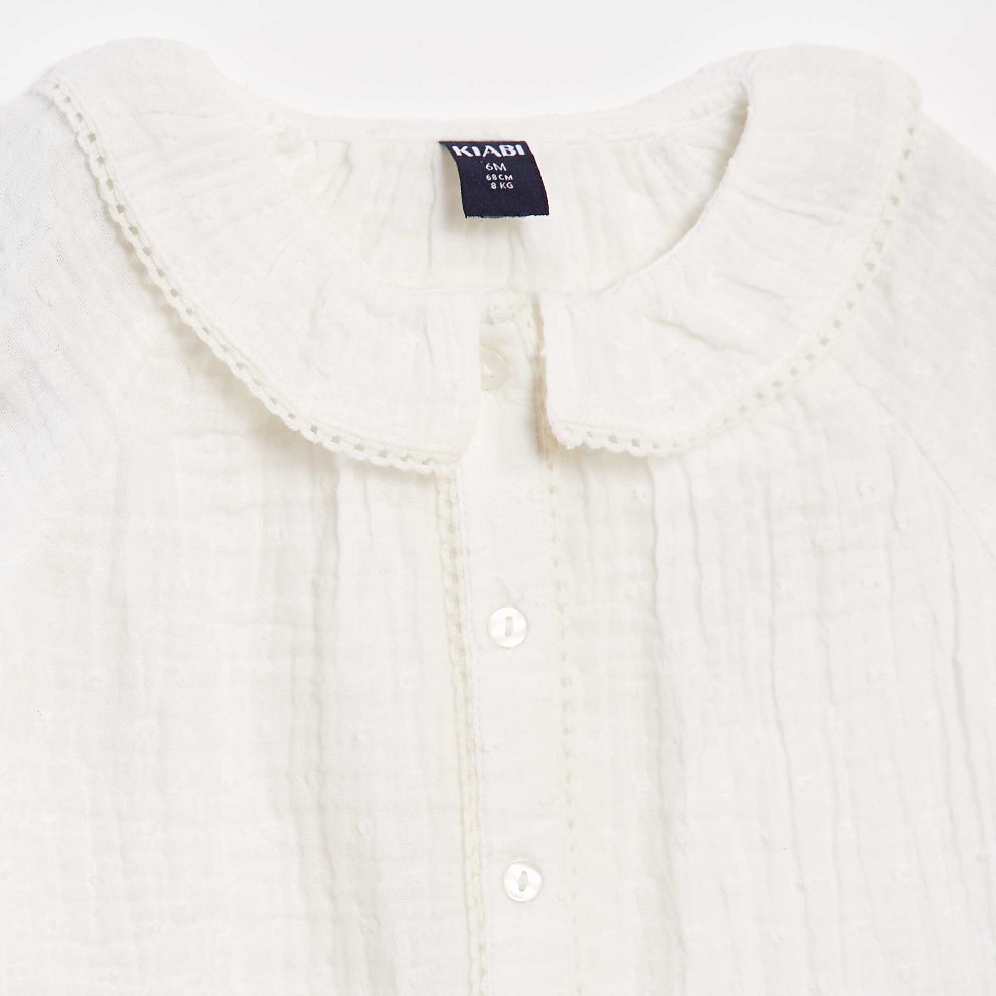 Blouse plumetis en gaze de coton BLANC
