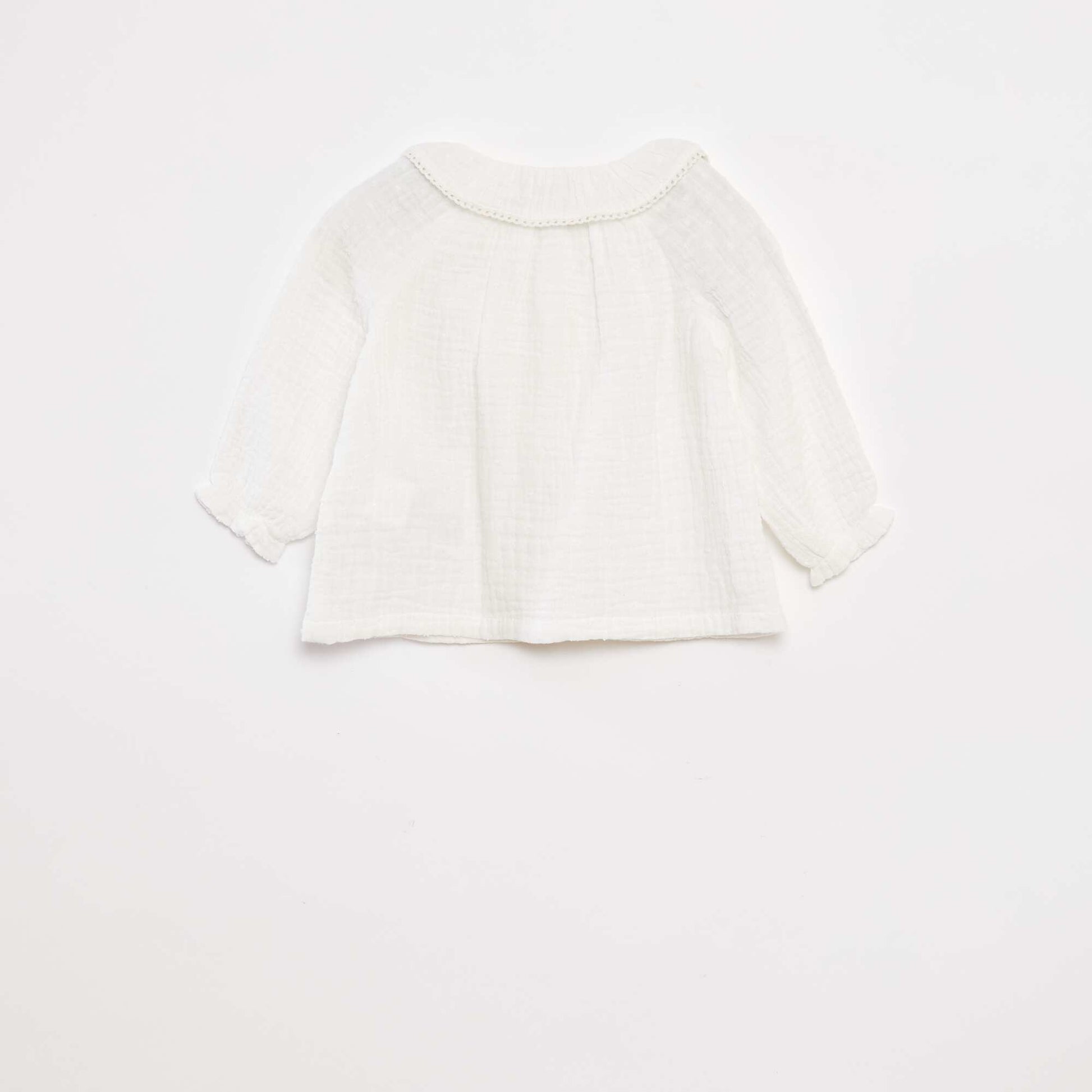 Blouse plumetis en gaze de coton BLANC
