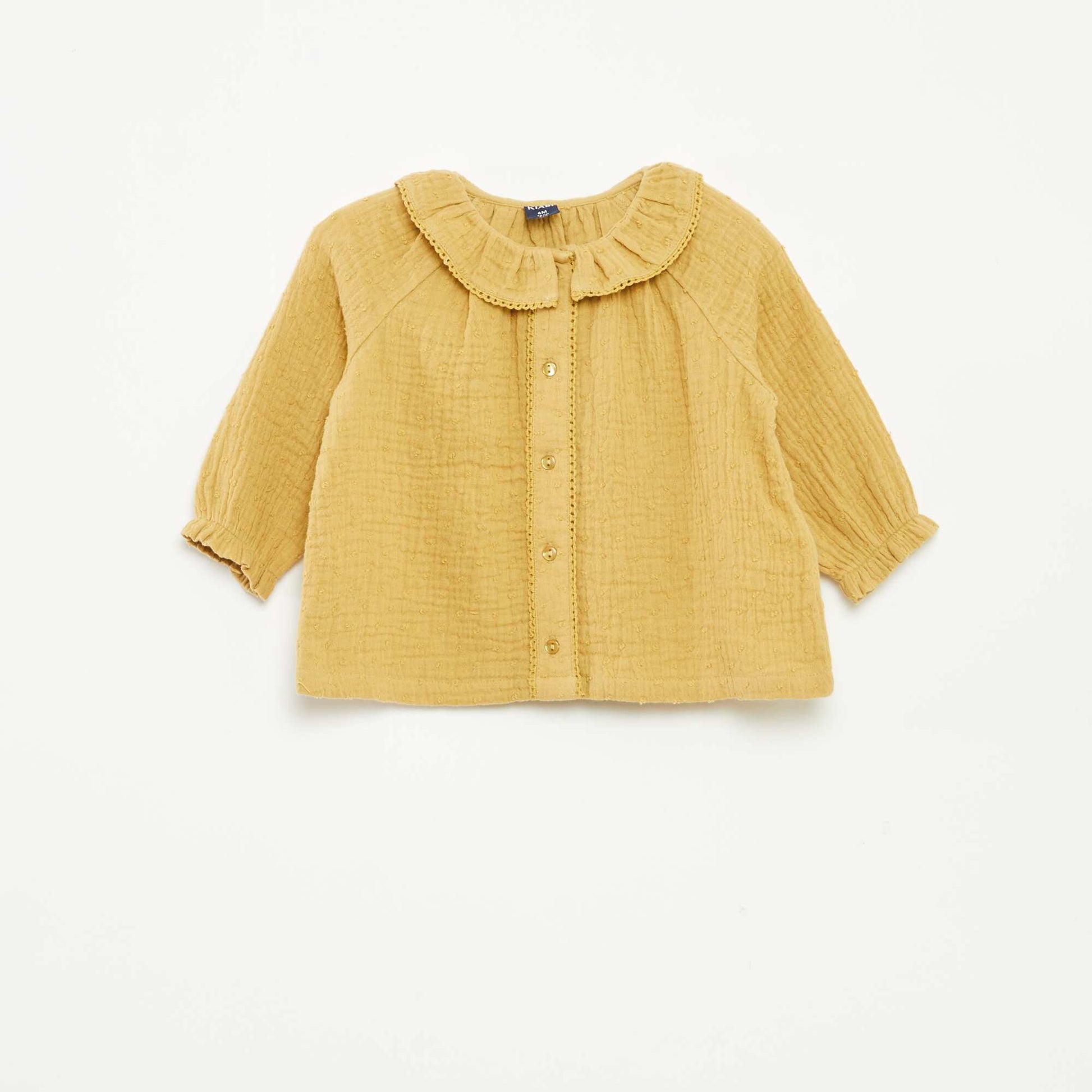 Blouse plumetis en gaze de coton JAUNE
