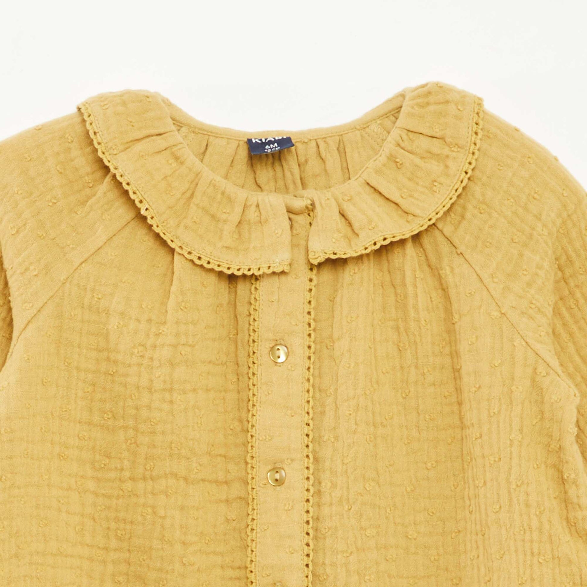 Blouse plumetis en gaze de coton JAUNE