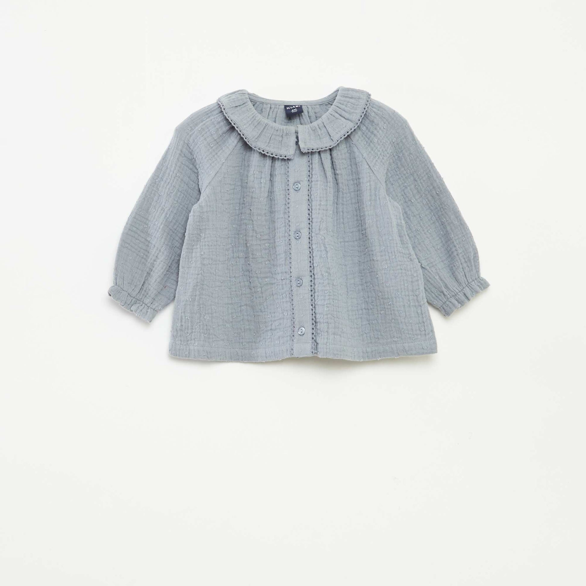 Blouse plumetis en gaze de coton BLEU