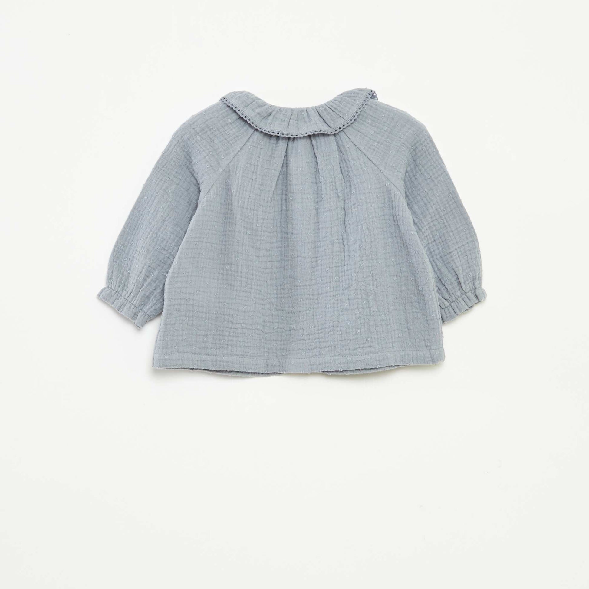 Blouse plumetis en gaze de coton BLEU