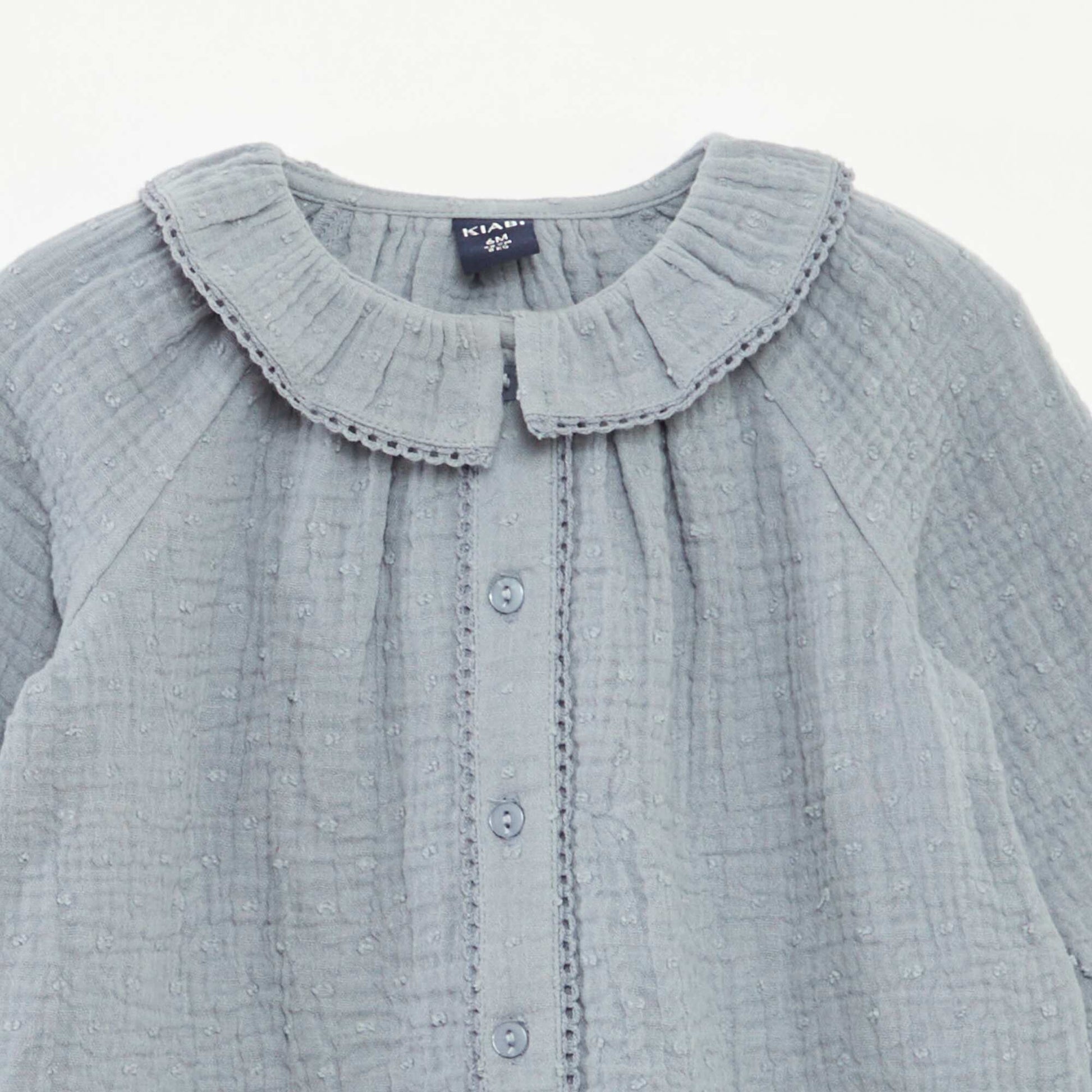 Blouse plumetis en gaze de coton BLEU