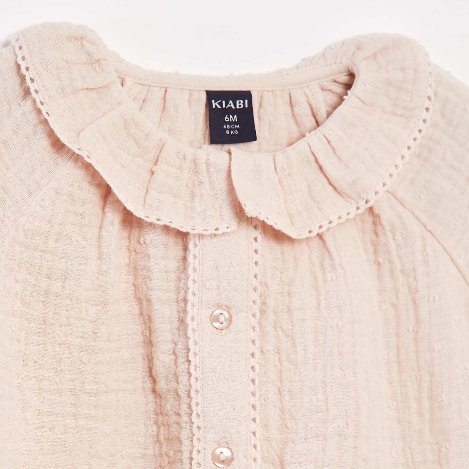 Blouse plumetis en gaze de coton ROSE