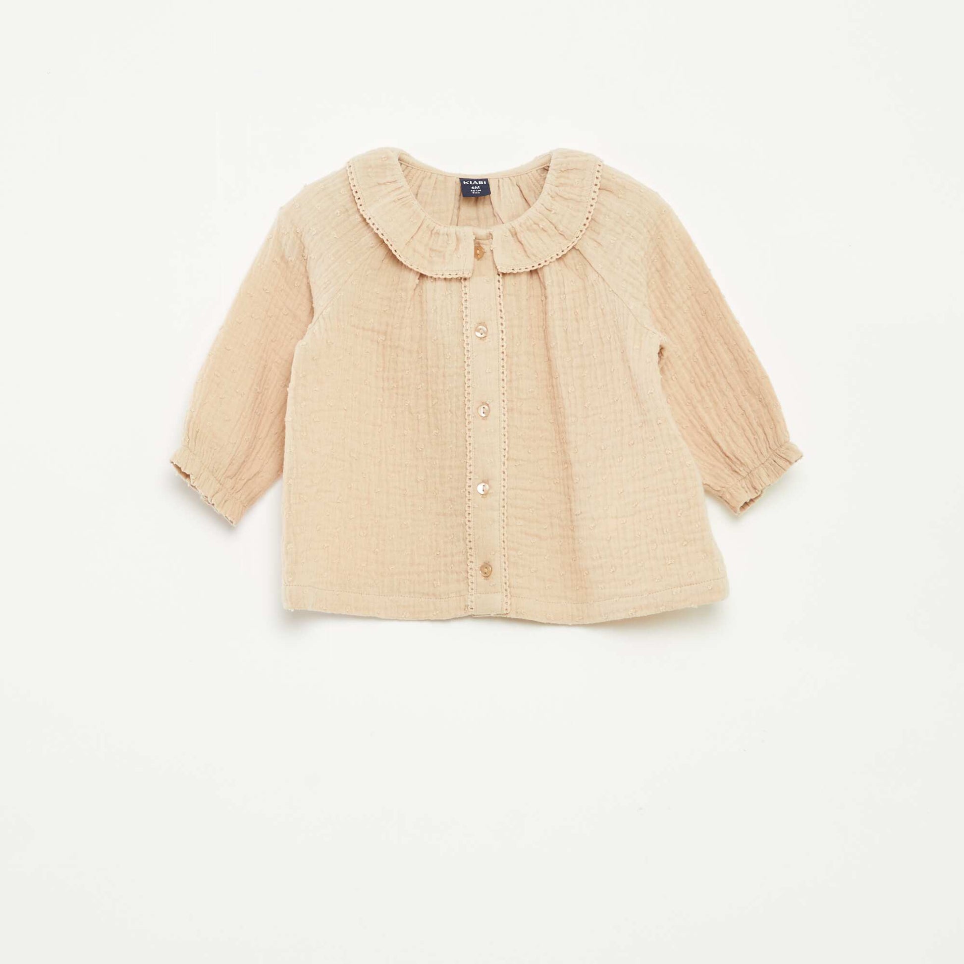Blouse plumetis en gaze de coton BEIGE