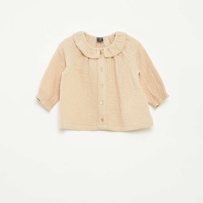 Blouse plumetis en gaze de coton BEIGE