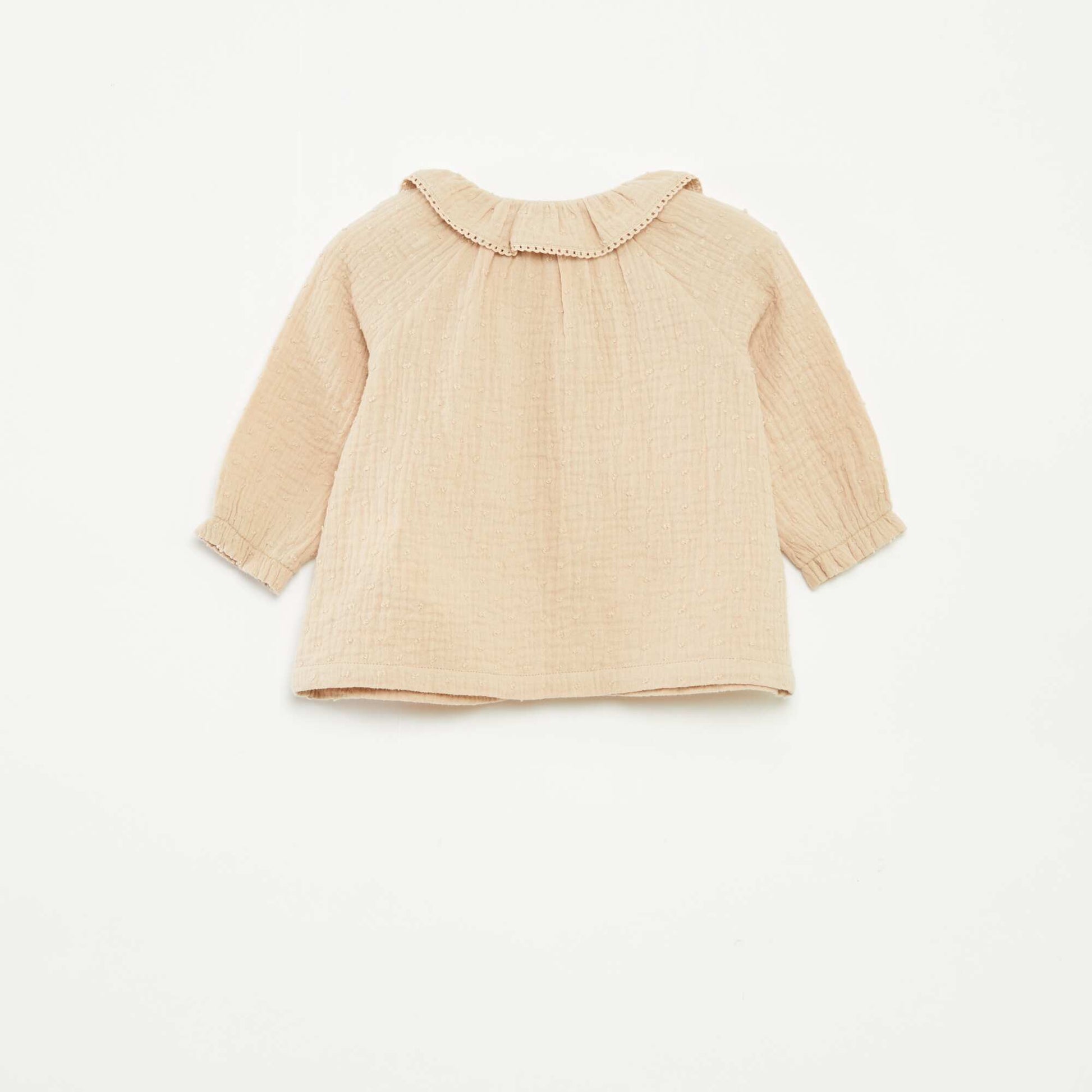 Blouse plumetis en gaze de coton BEIGE