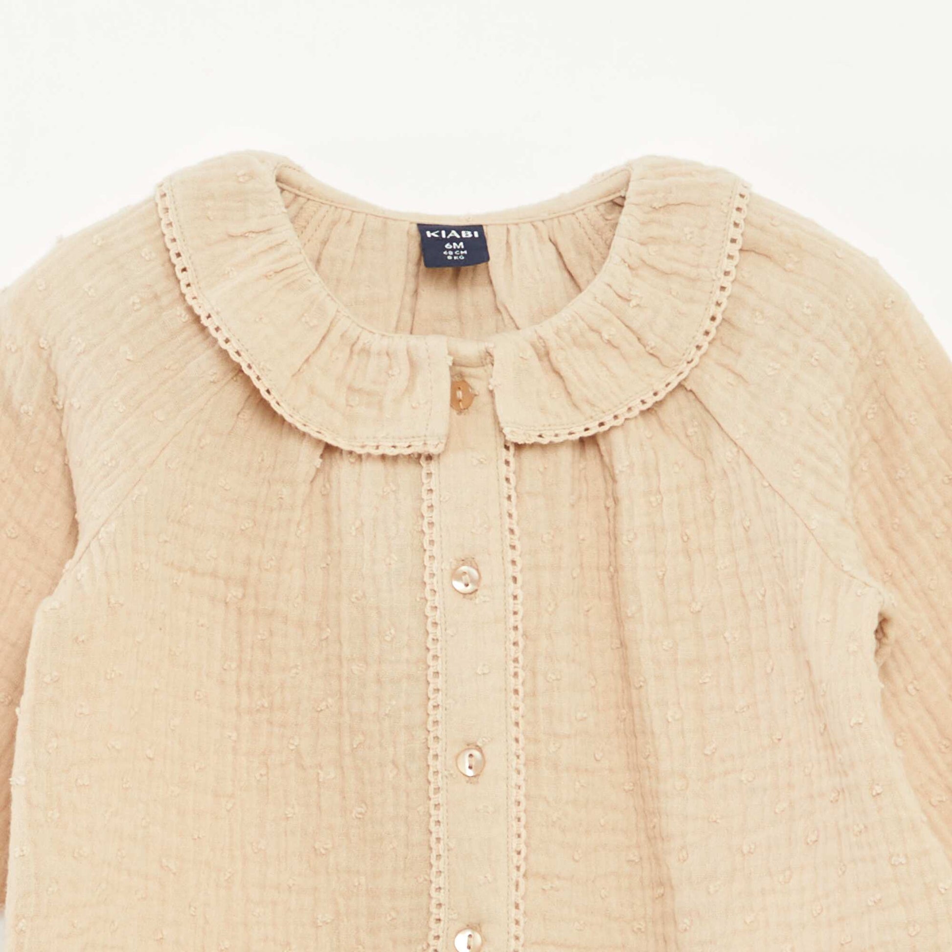 Blouse plumetis en gaze de coton BEIGE