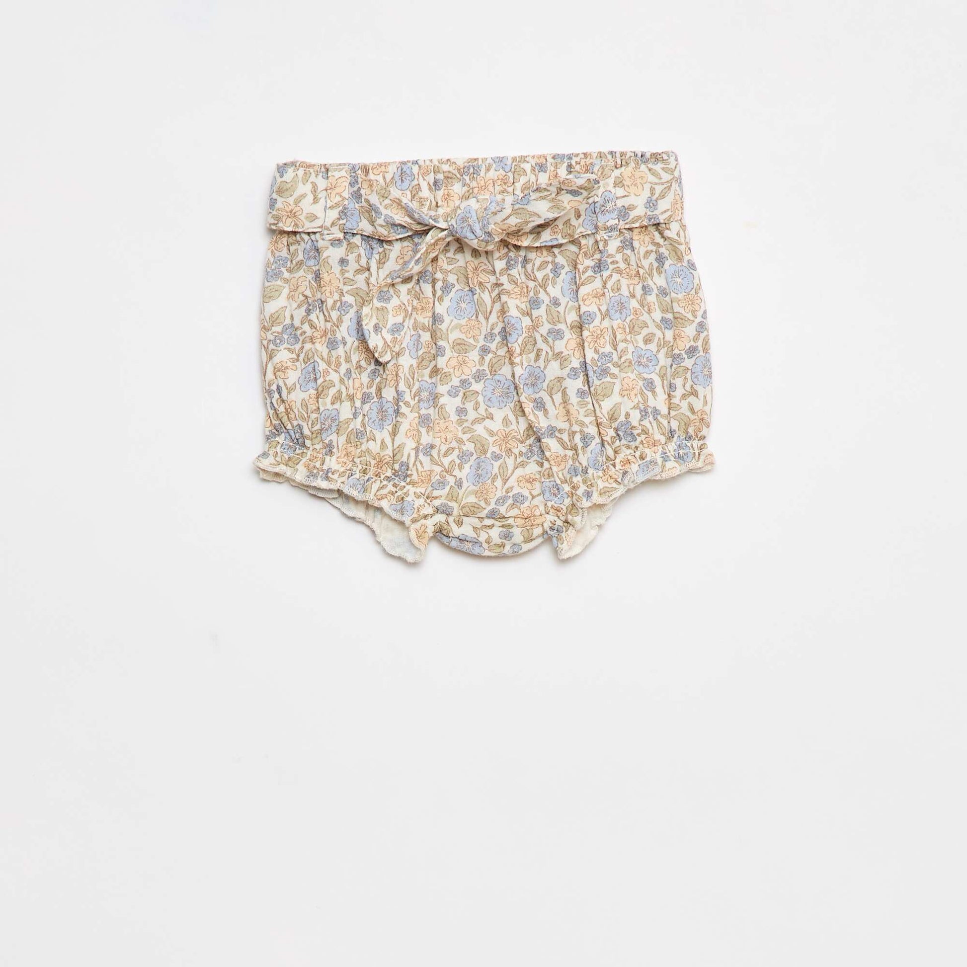 Short à taille élastiquée avec ceinture à nouer BLANC
