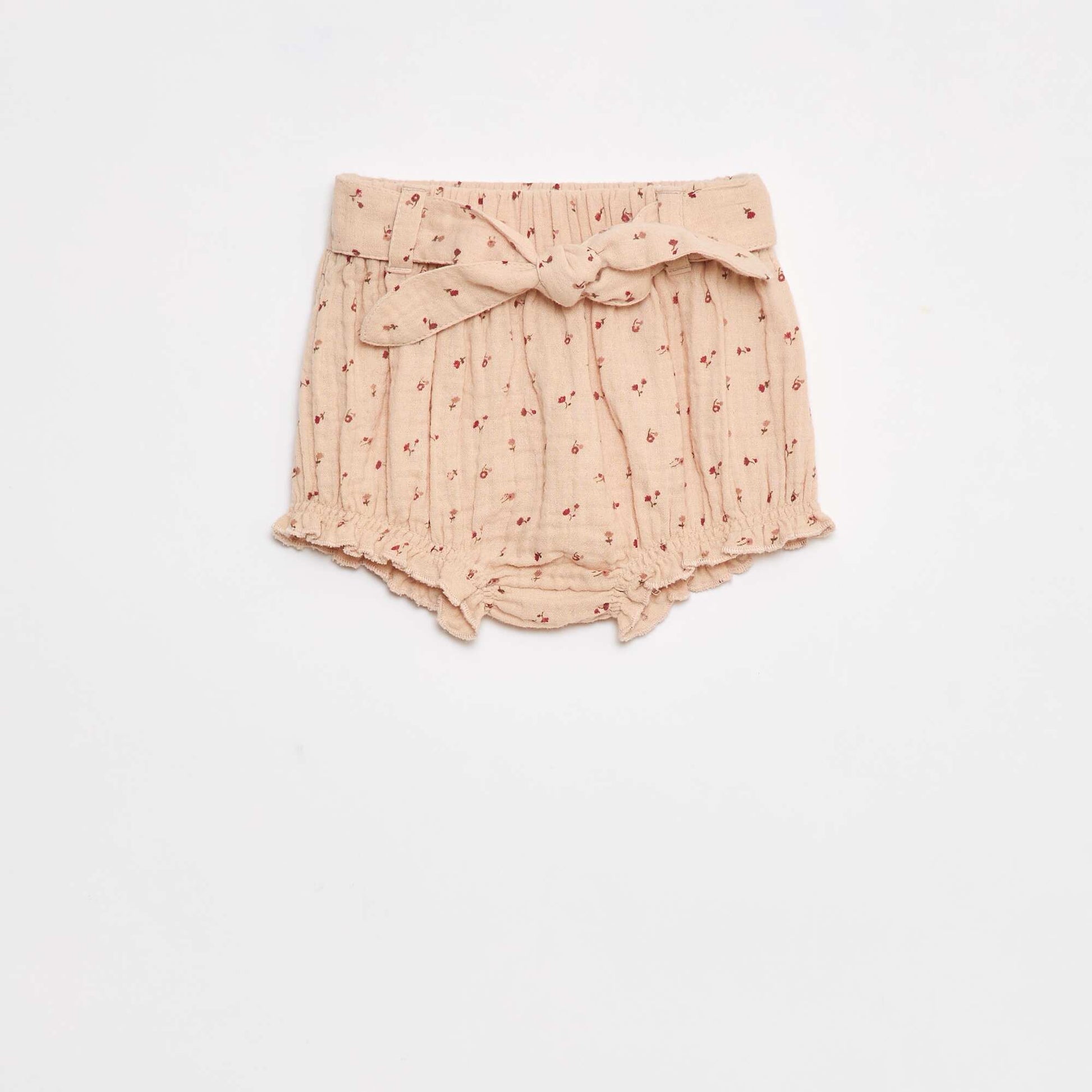 Short à taille élastiquée avec ceinture à nouer BEIGE