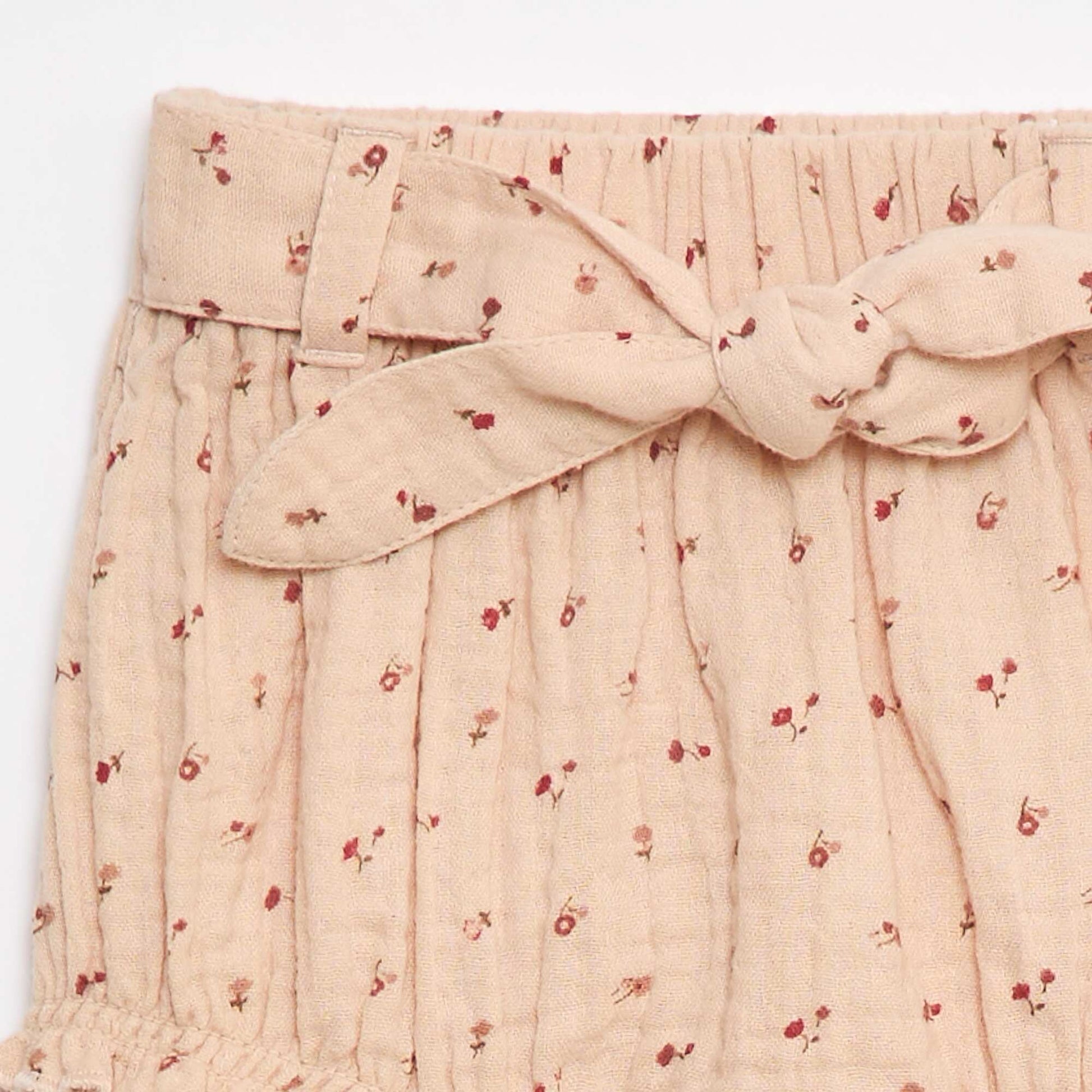 Short à taille élastiquée avec ceinture à nouer BEIGE