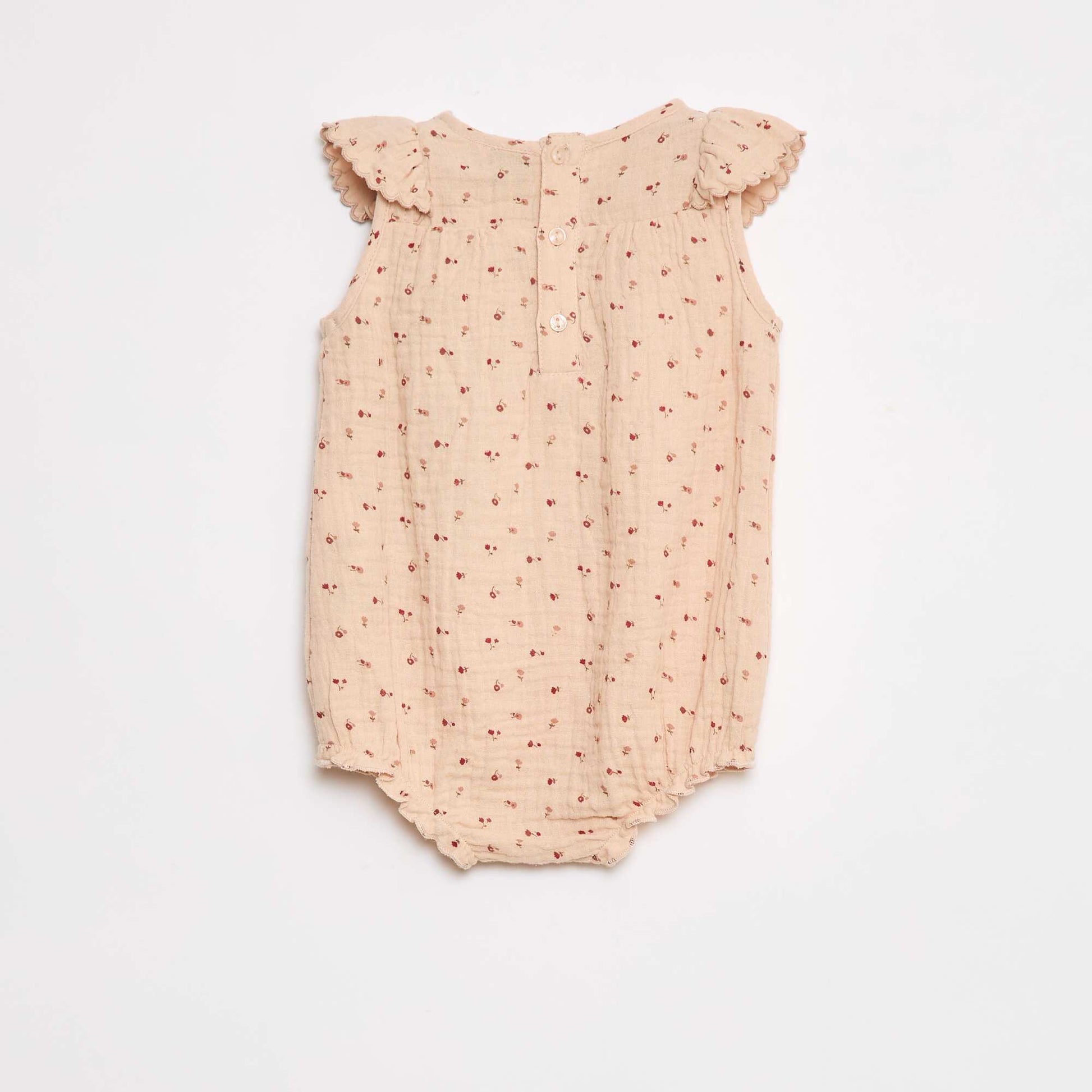 Barboteuse en gaze de coton avec volant devant BEIGE