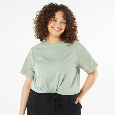 T-shirt à manches courtes en macramé VERT
