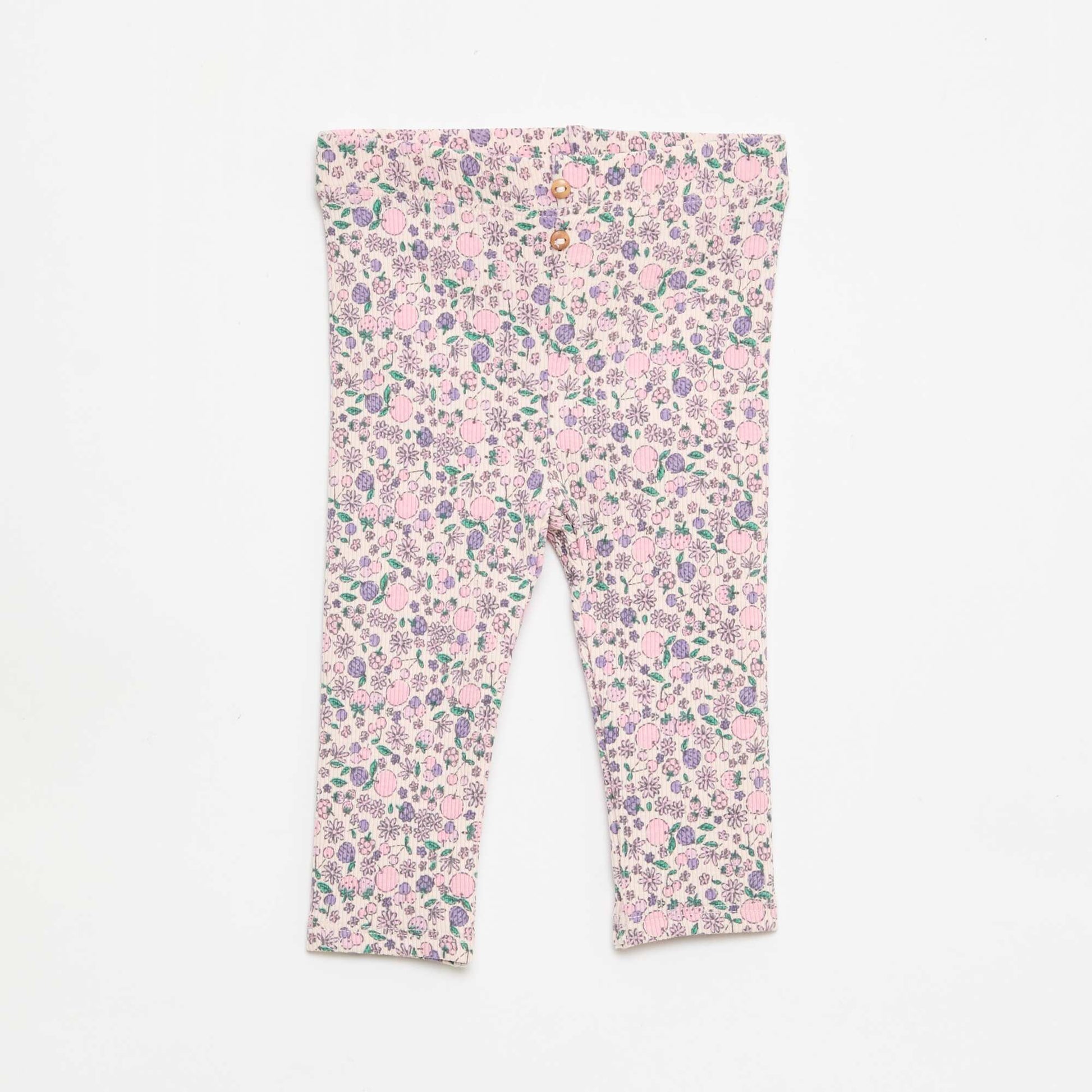 Legging long côtelé à motif ROSE