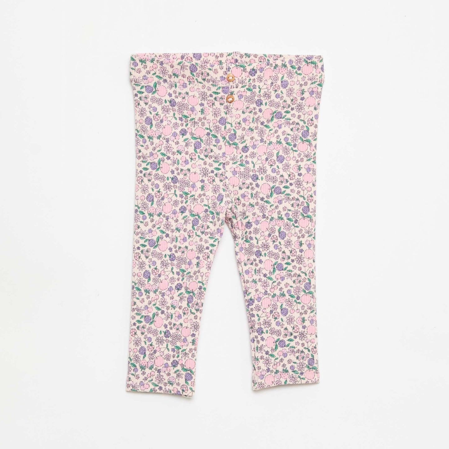 Legging long côtelé à motif ROSE