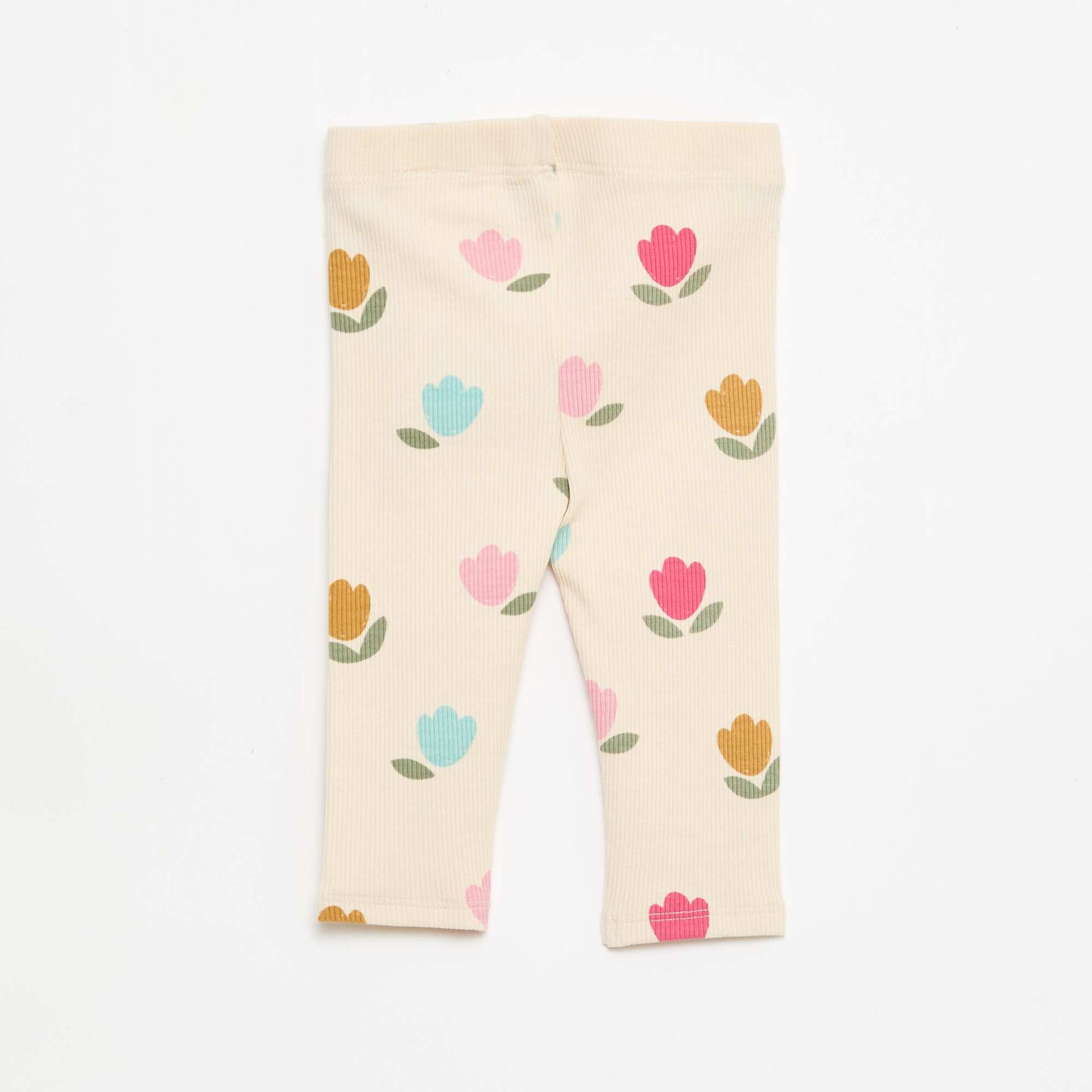 Legging long côtelé à motif BLANC