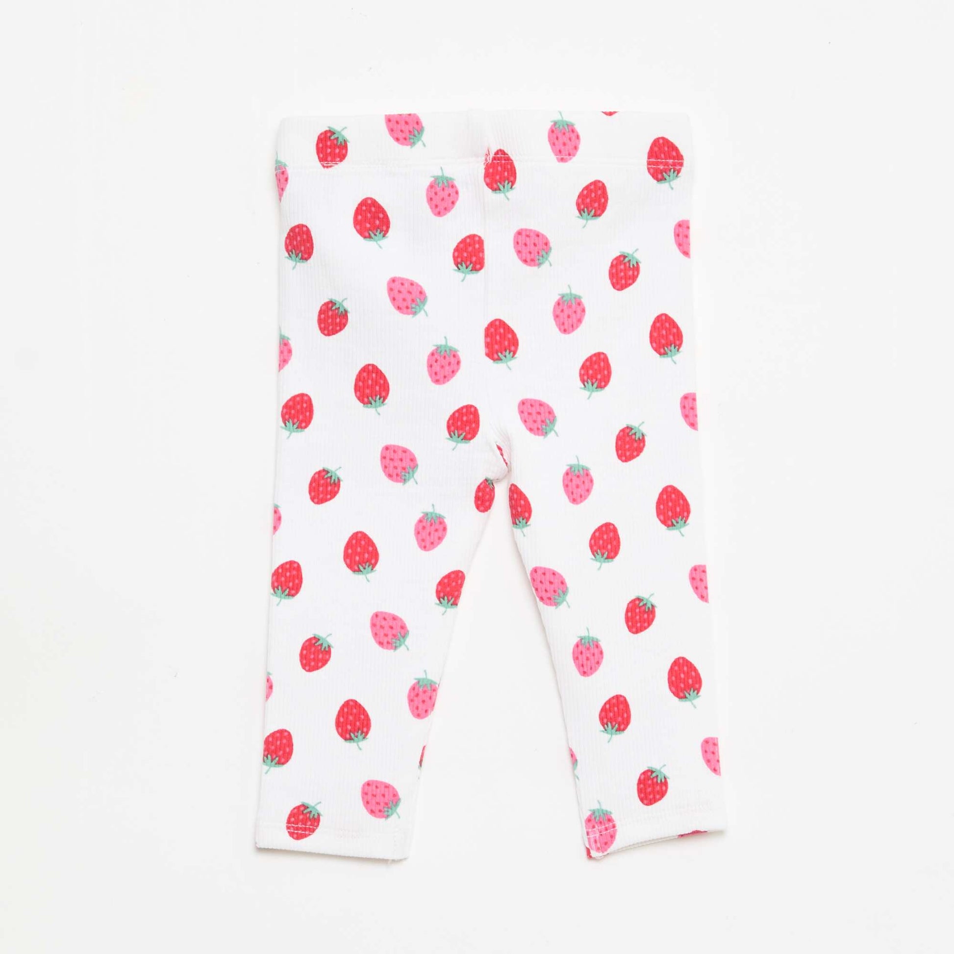 Legging long côtelé à motif BLANC