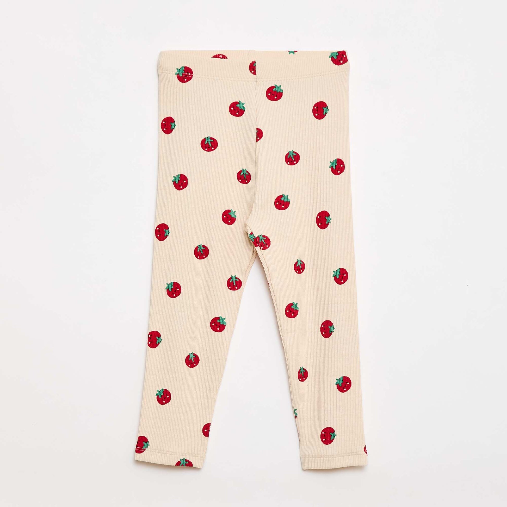 Legging long côtelé à motif BEIGE