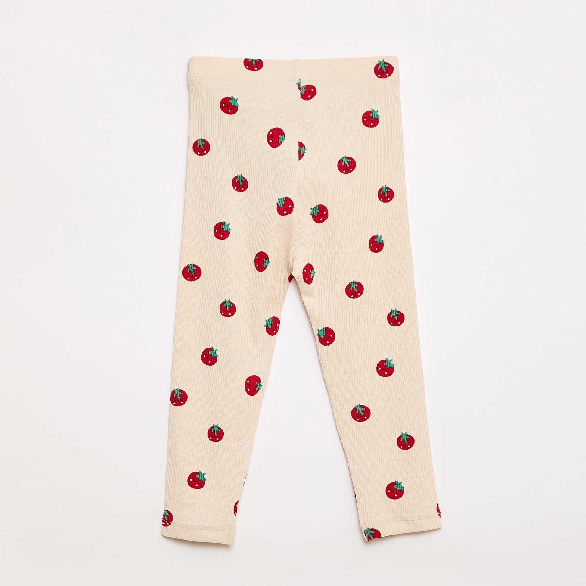 Legging long côtelé à motif BEIGE