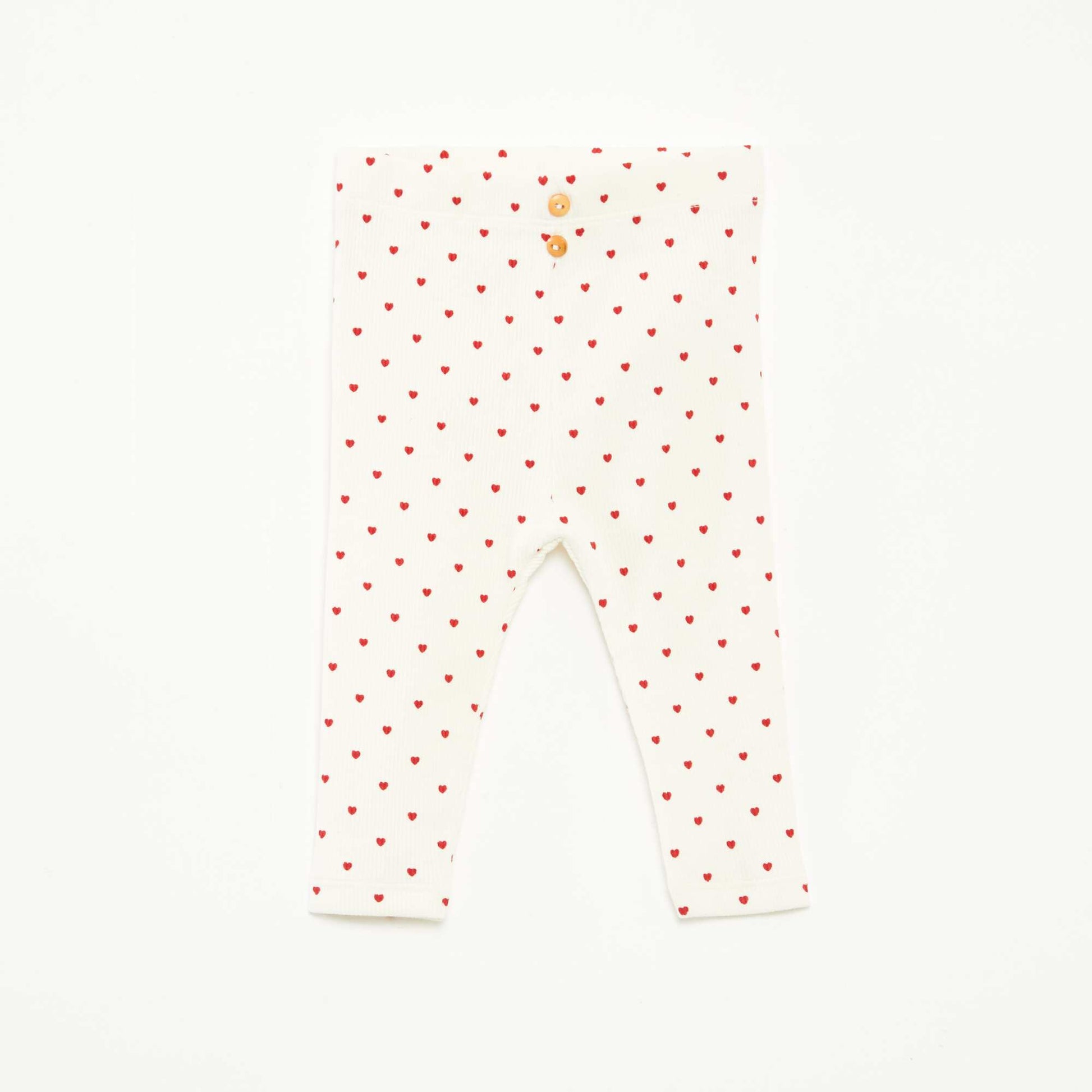 Leggings long côtelé à motif BLANC