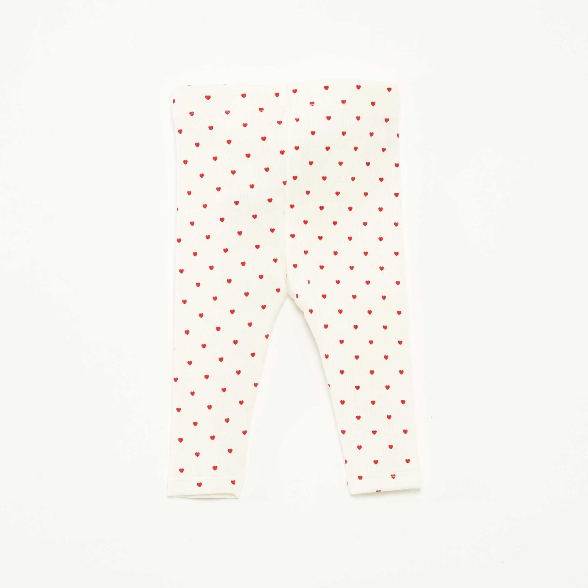 Leggings long côtelé à motif BLANC