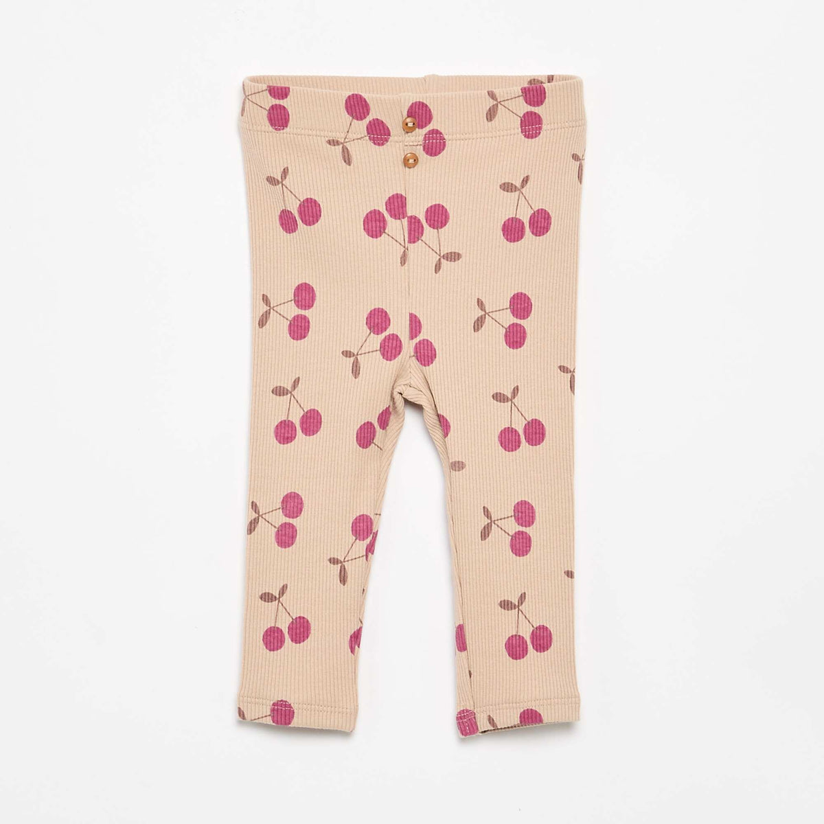 Legging long côtelé à motif BEIGE
