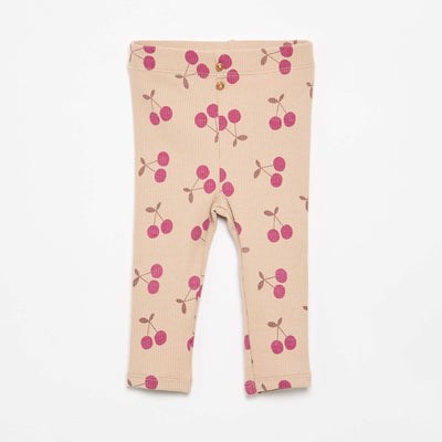 Legging long côtelé à motif BEIGE